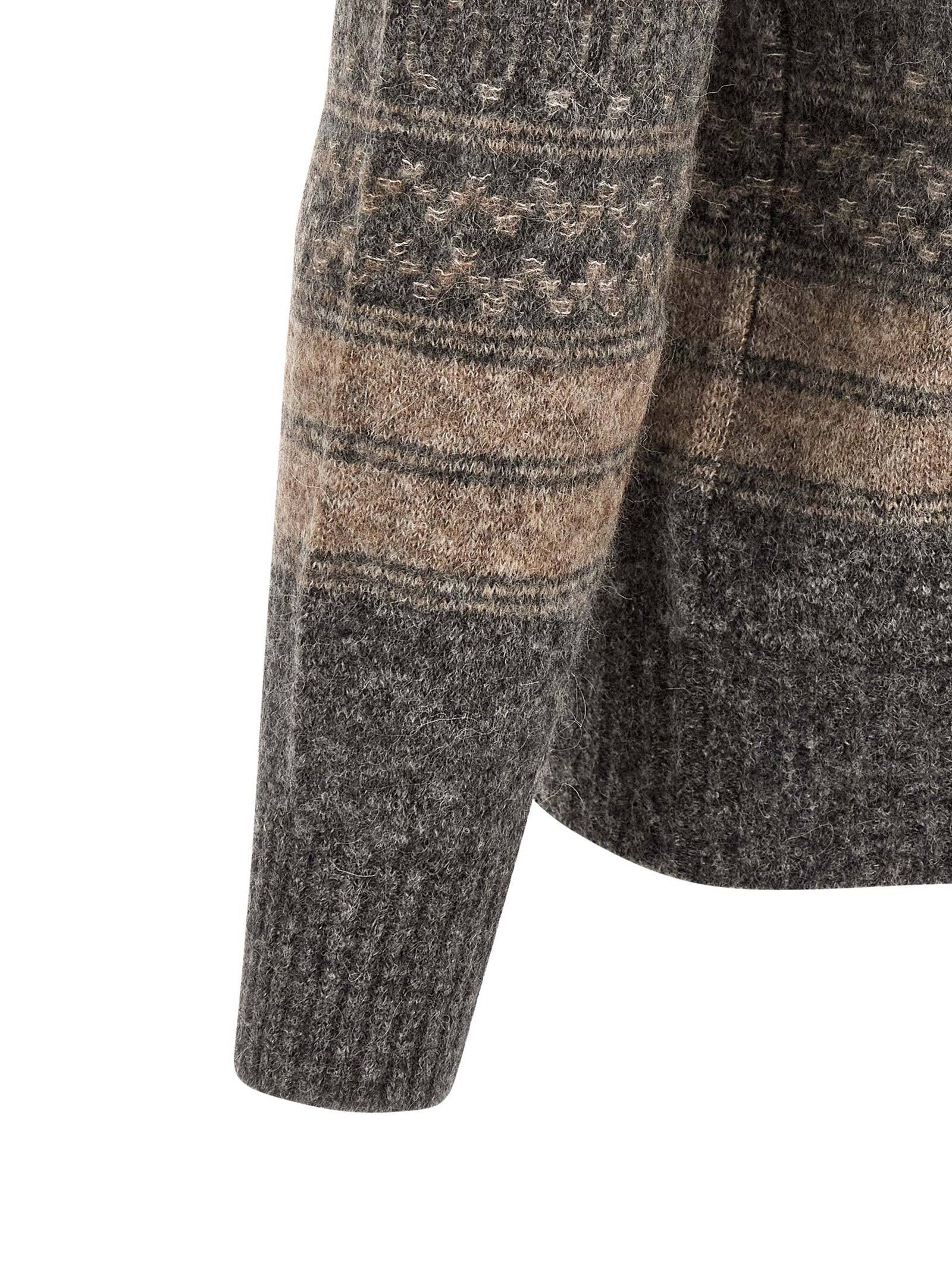Gray Alpaca Leather Cardigan