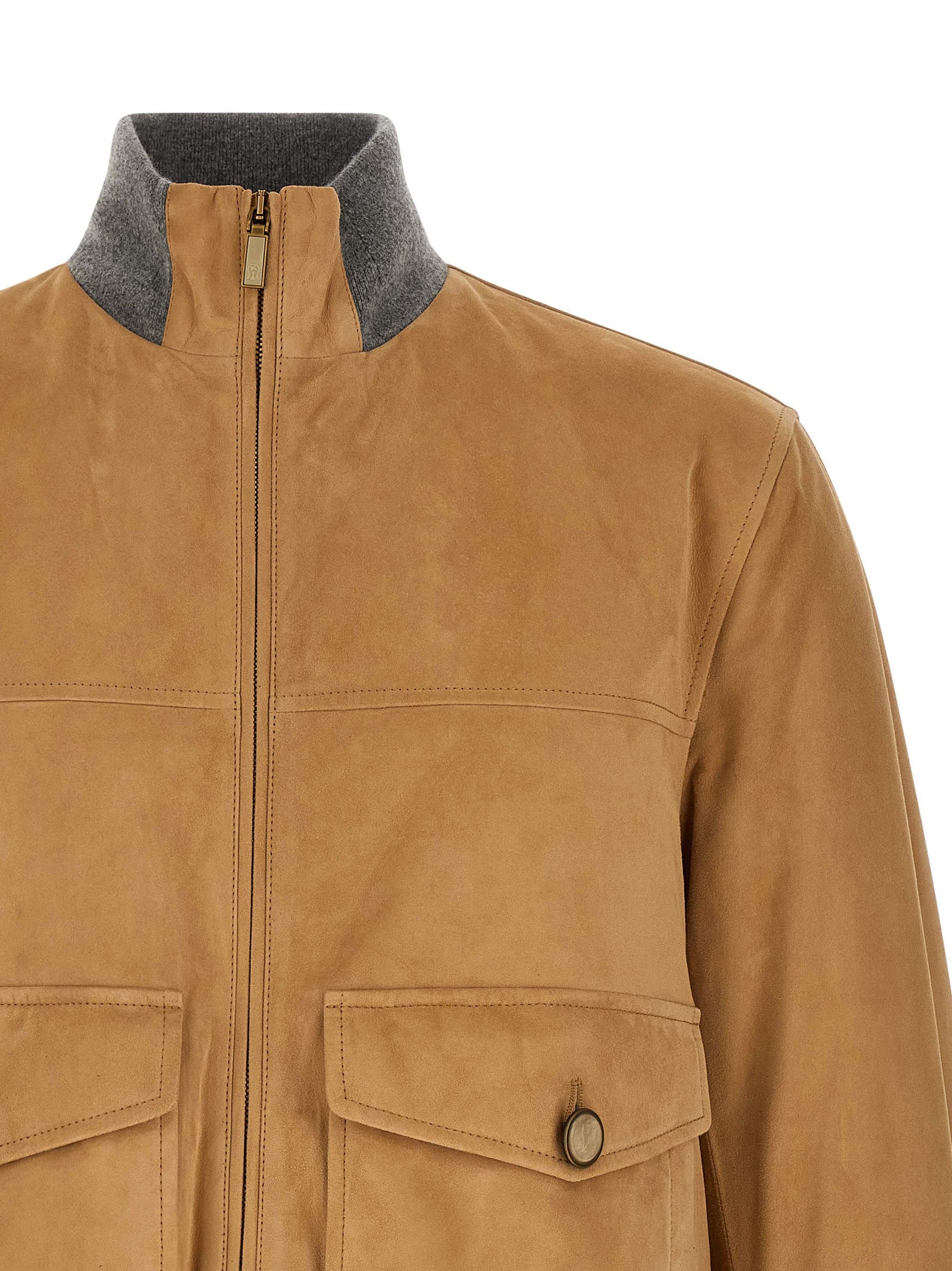 Beige Lamb Leather Leather Jacket