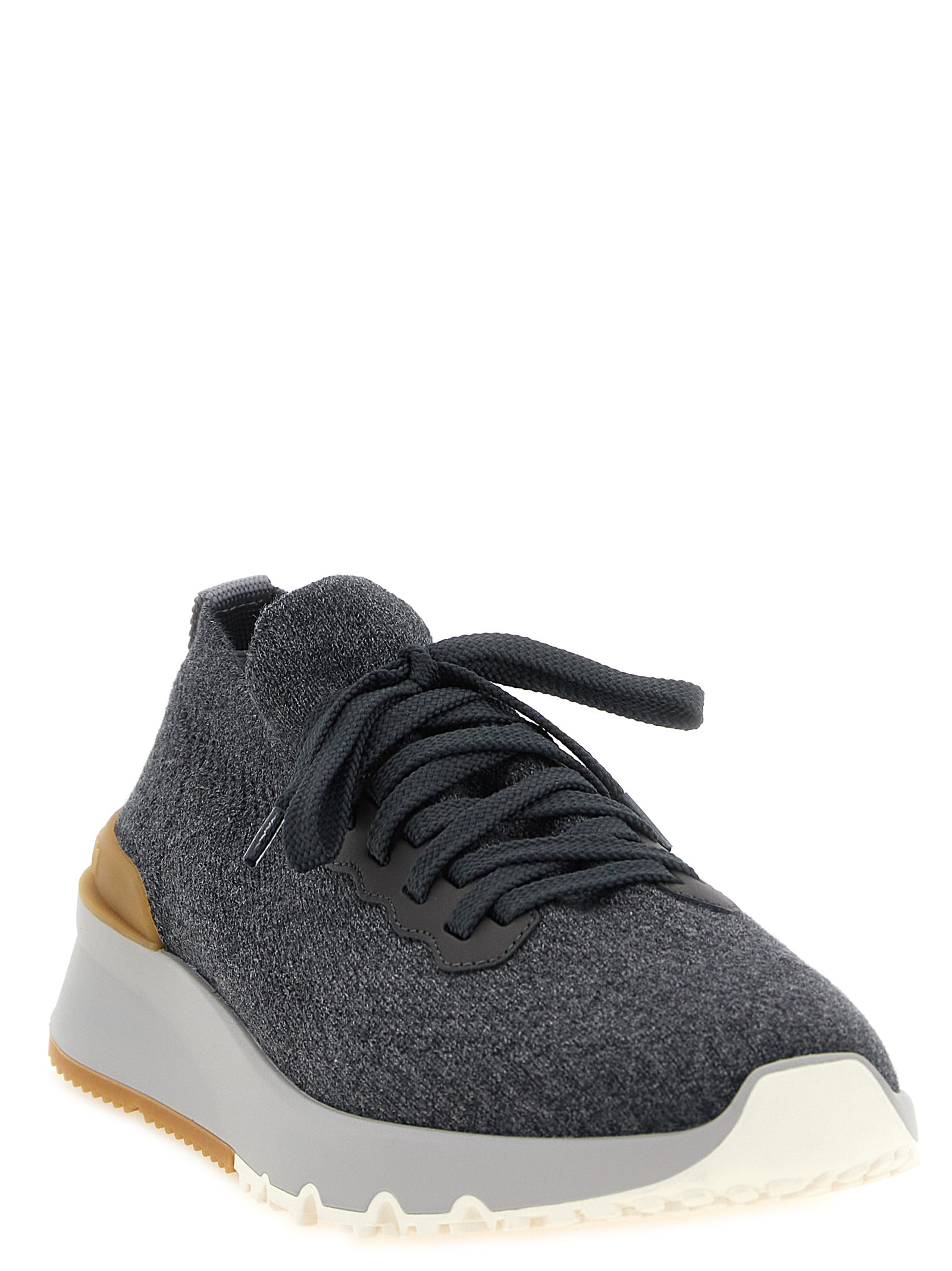 Gray Cotton Athletic Sneakers