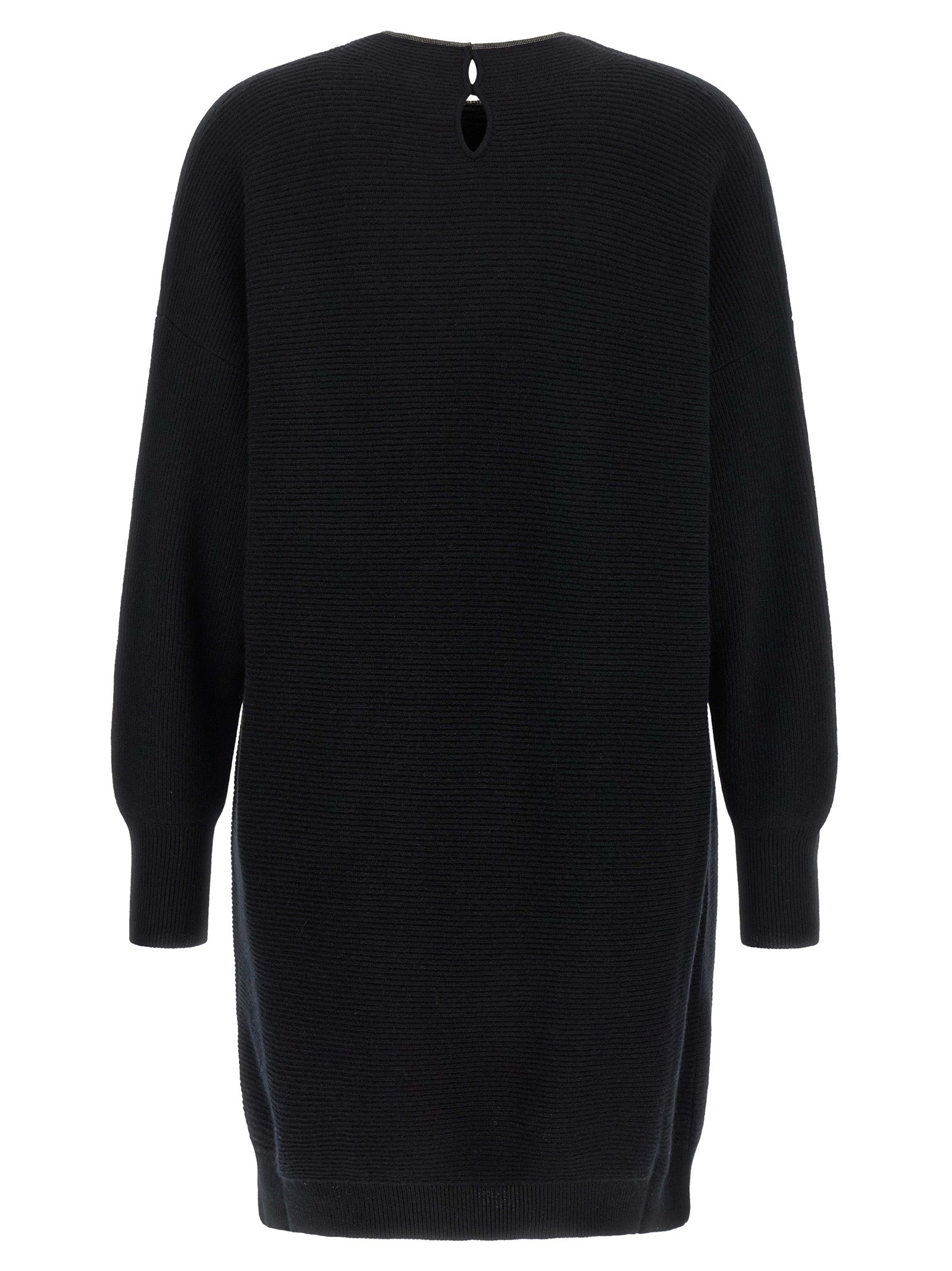 Black Virgin Wool Short Dress