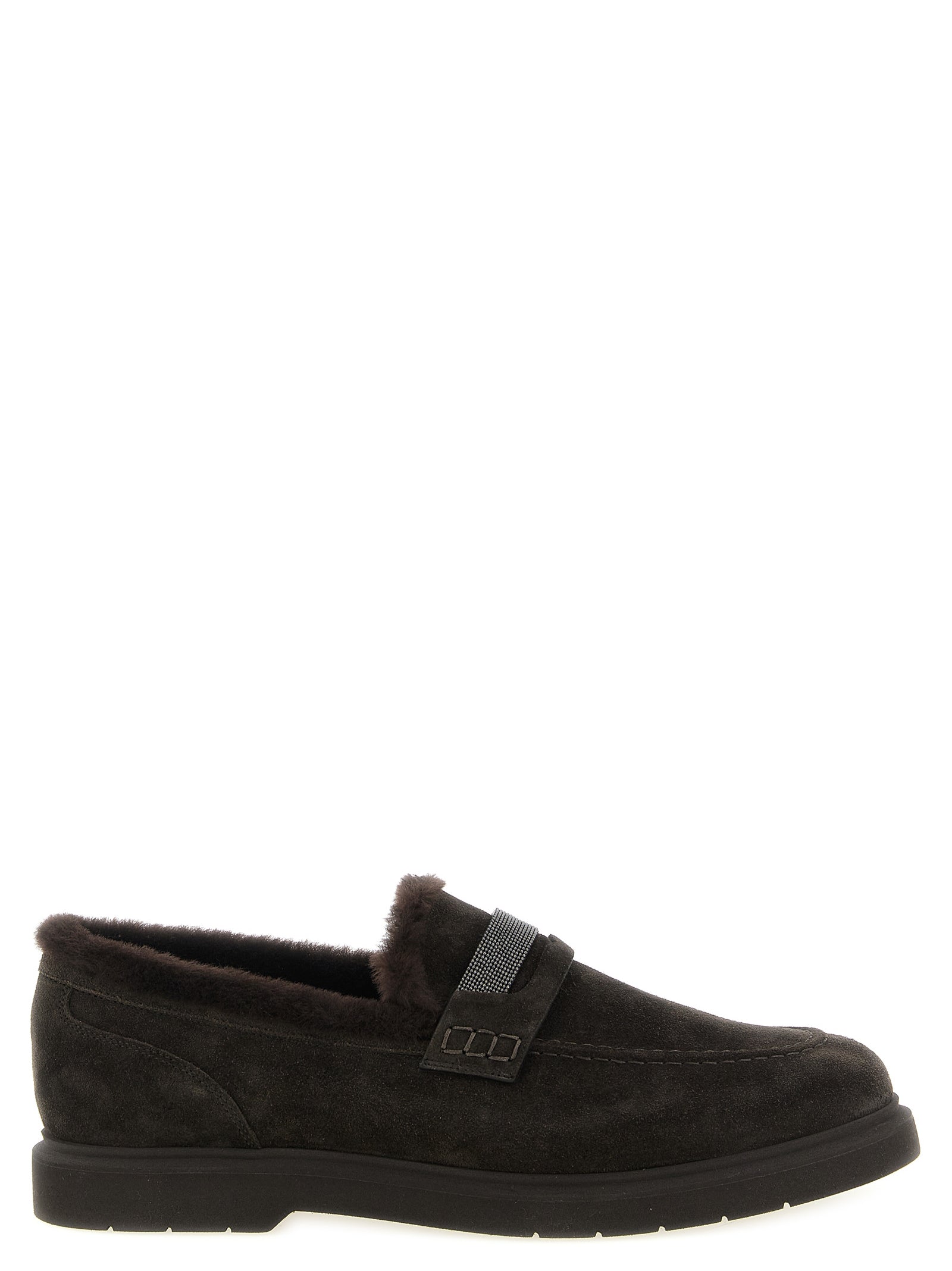 Brown Calfskin Slip-On Loafers