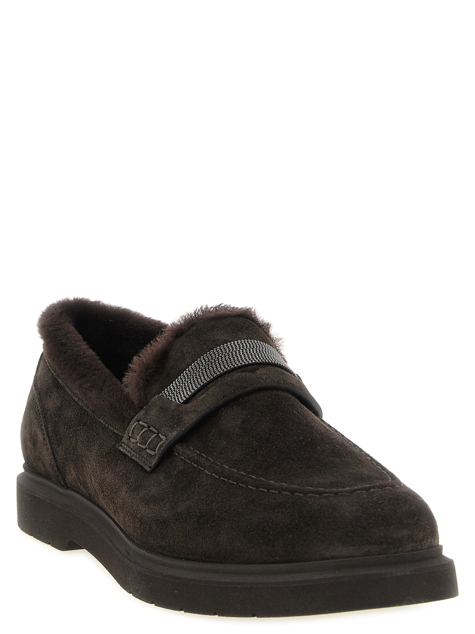 Brown Calfskin Slip-On Loafers