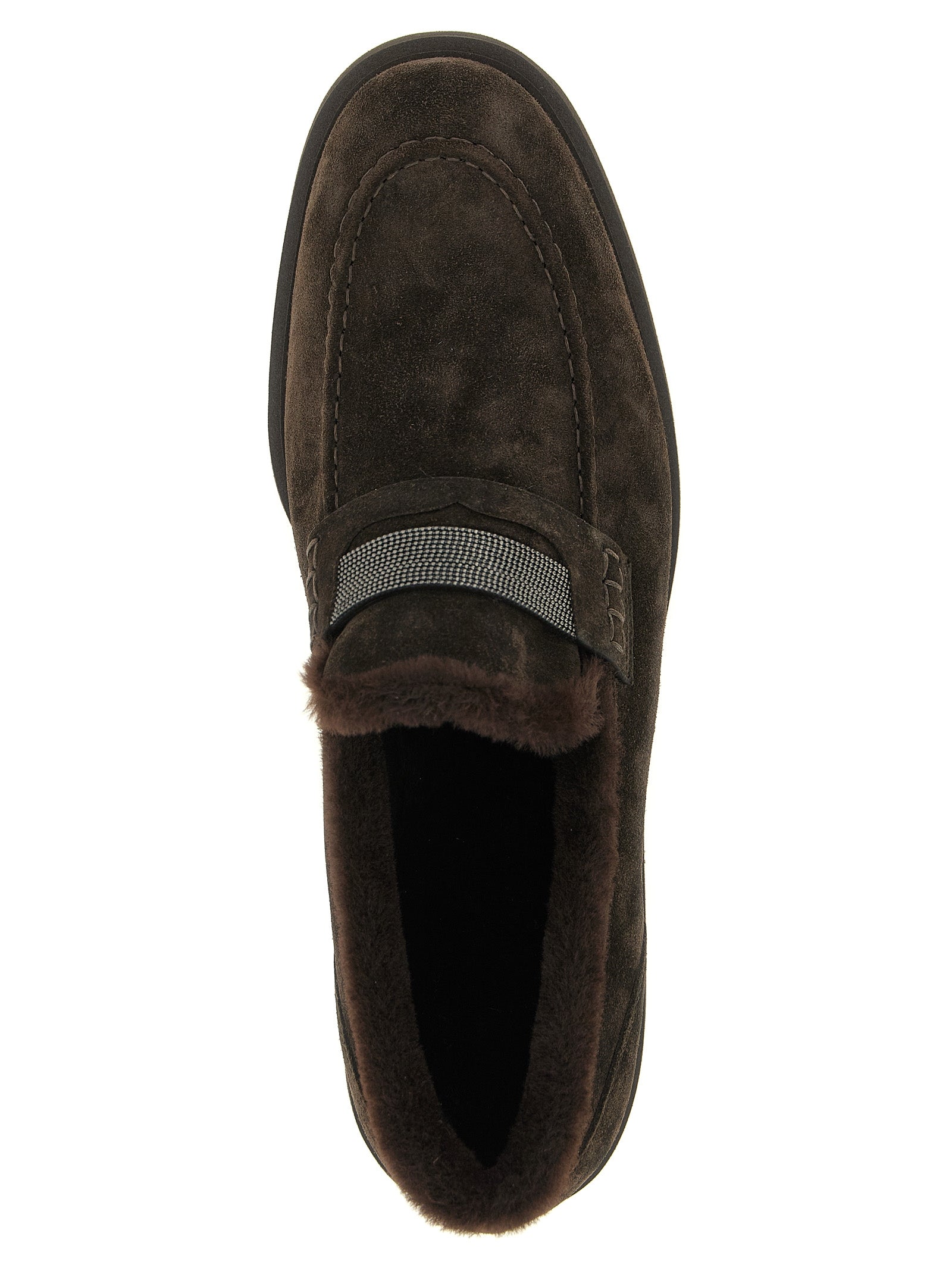 Brown Calfskin Slip-On Loafers