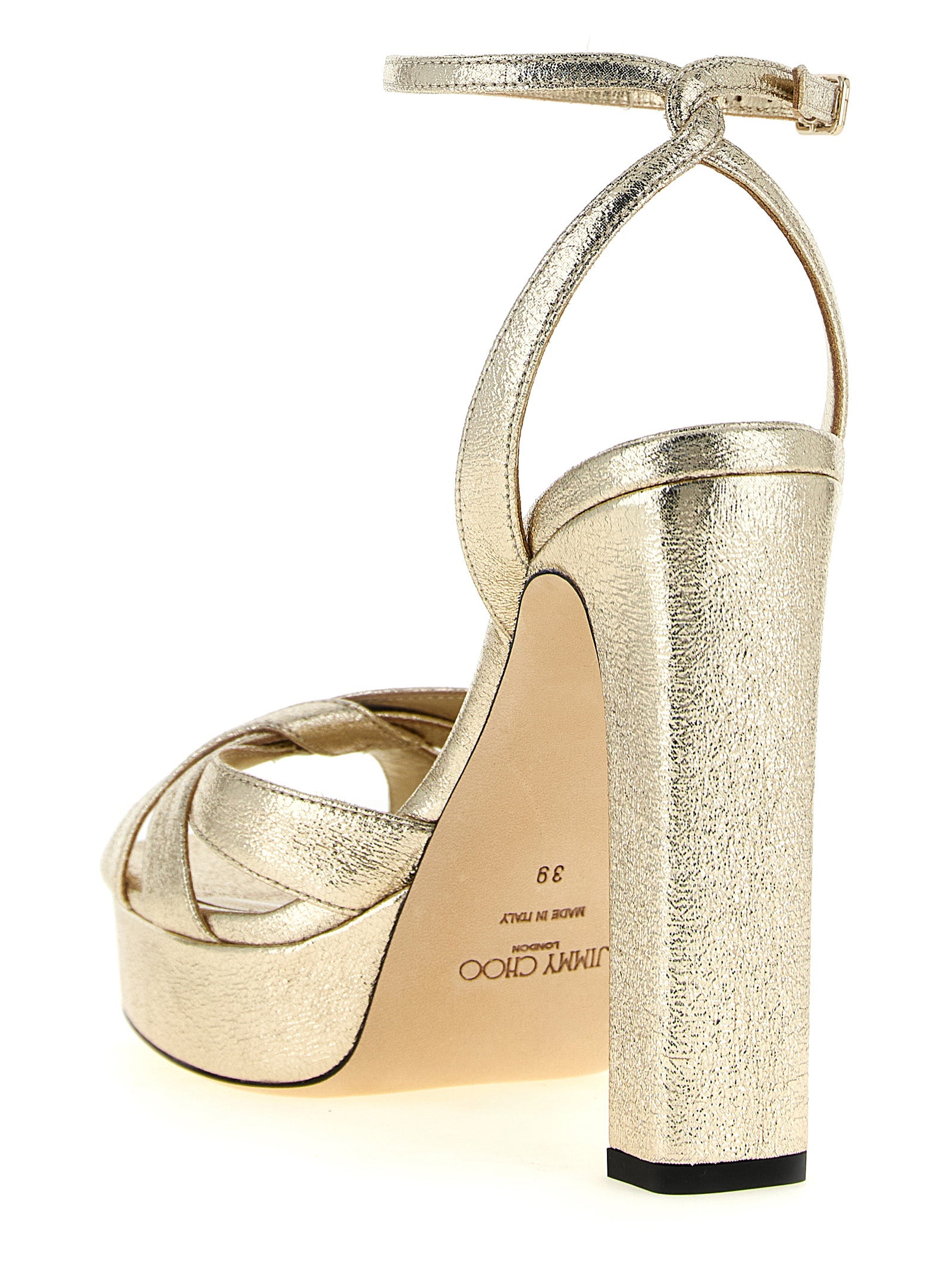 Gold Tencel Stiletto Heel Sandals