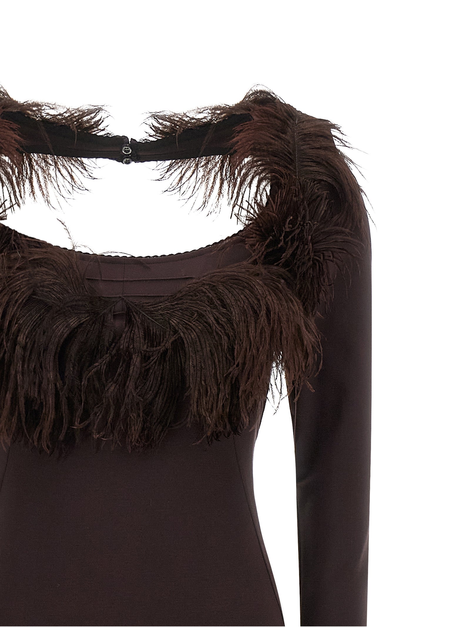 Brown Viscose Long Dress