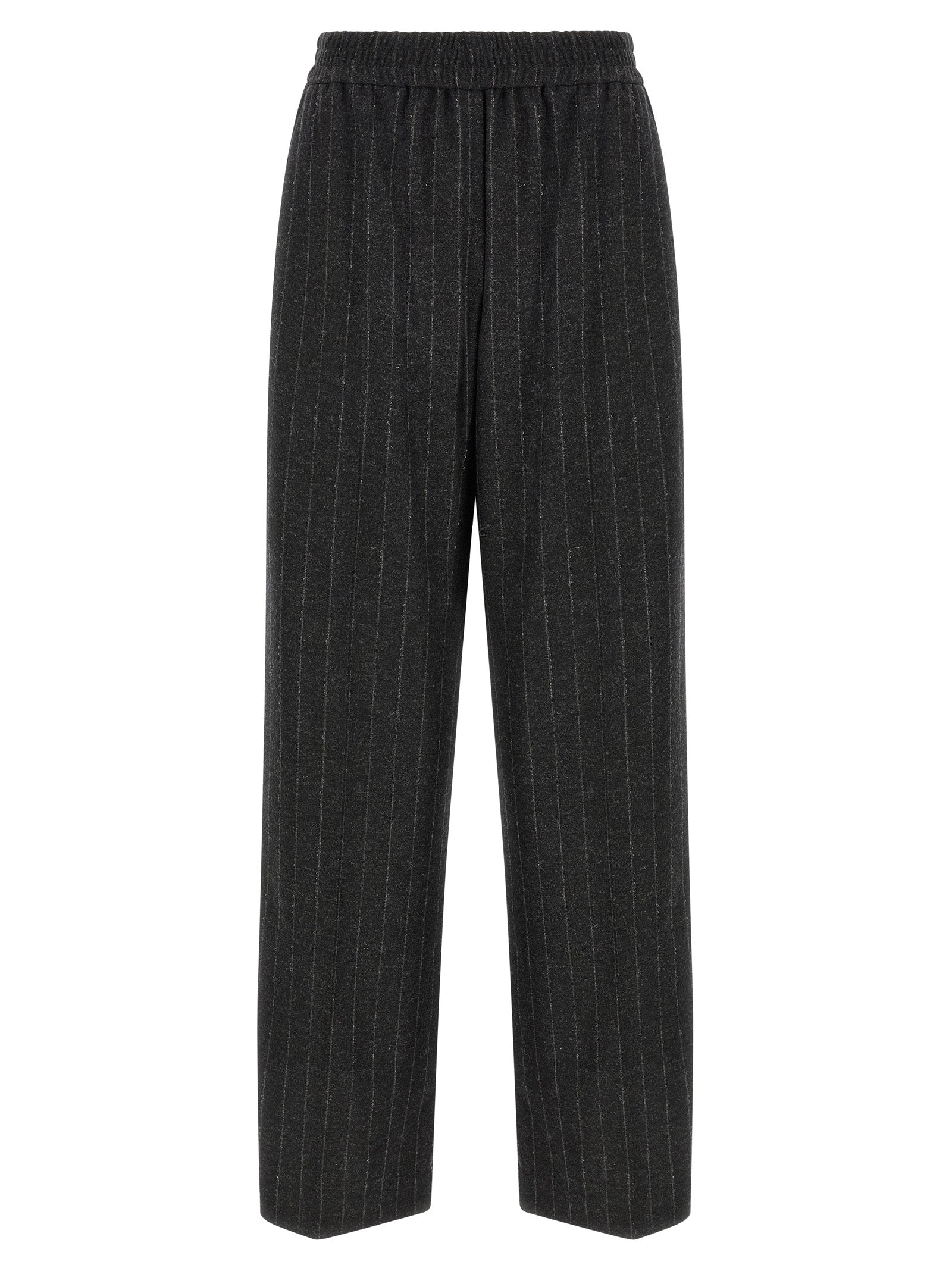 Gray Virgin Wool Casual Pants