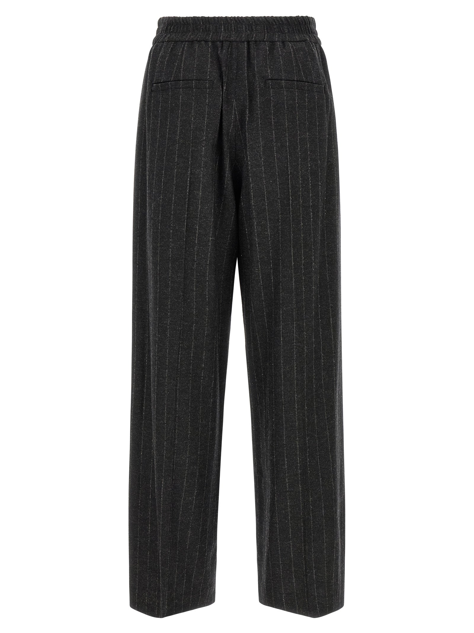 Gray Virgin Wool Casual Pants