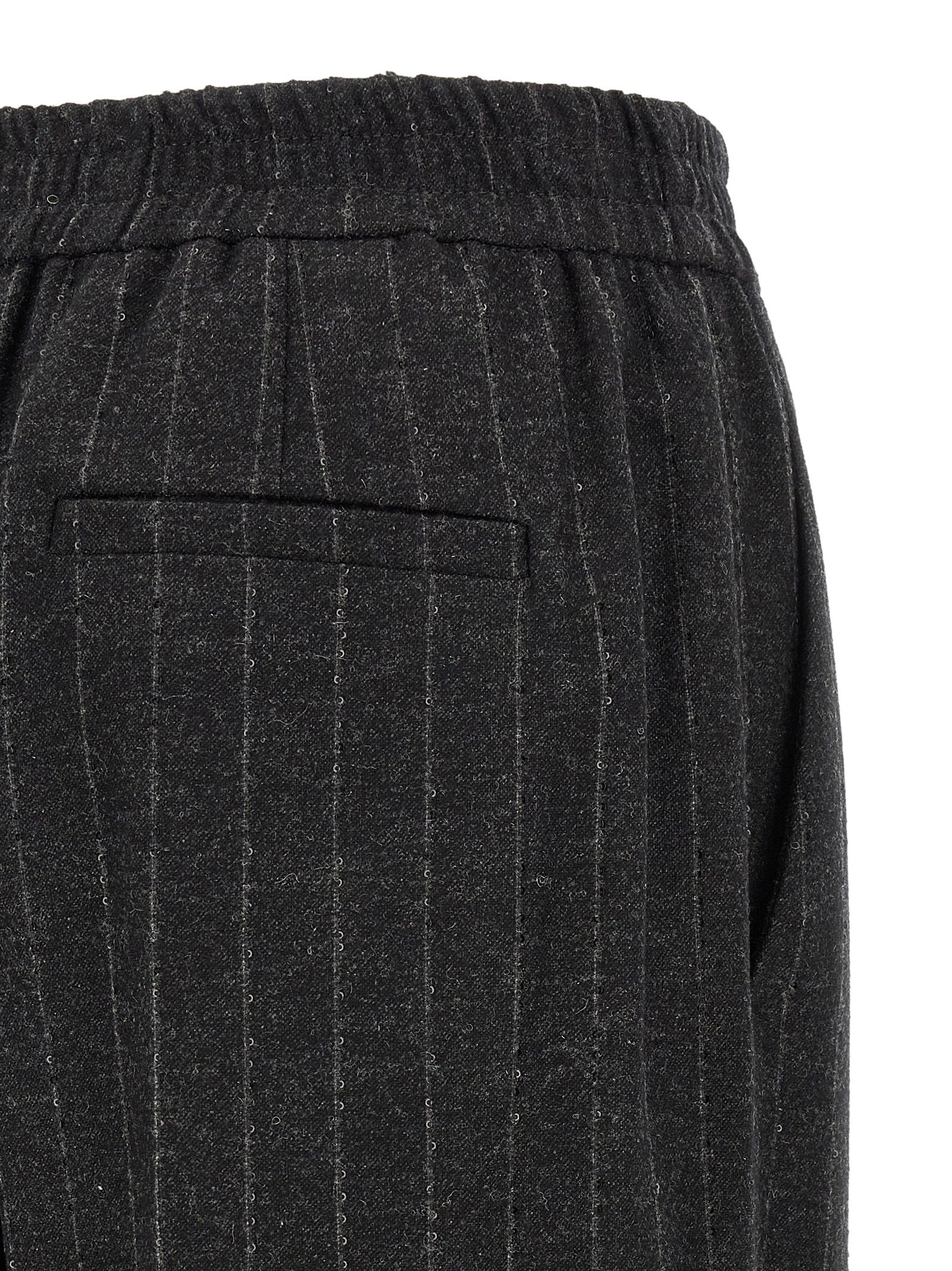 Gray Virgin Wool Casual Pants