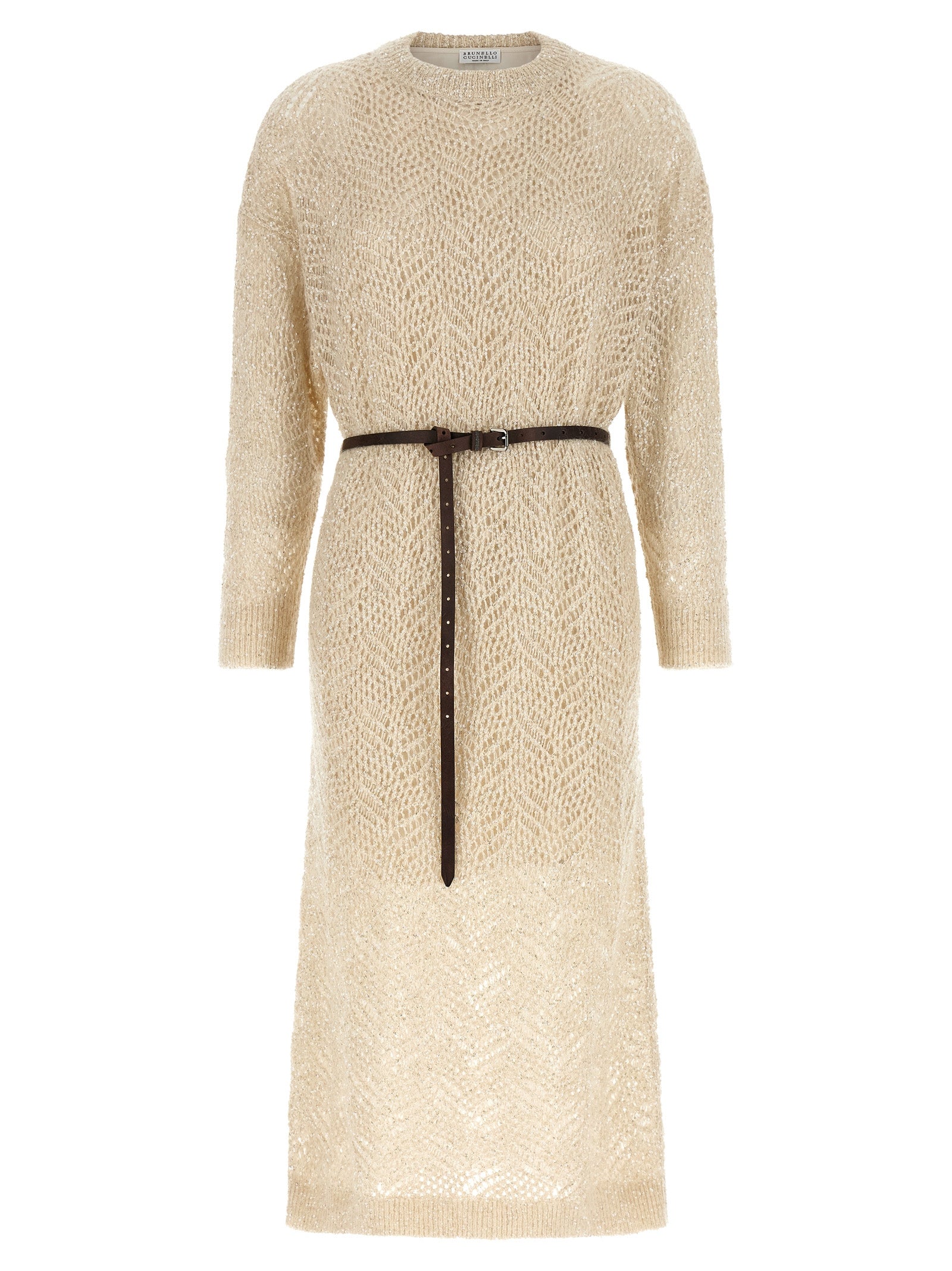 Beige Polyamide Midi Dress