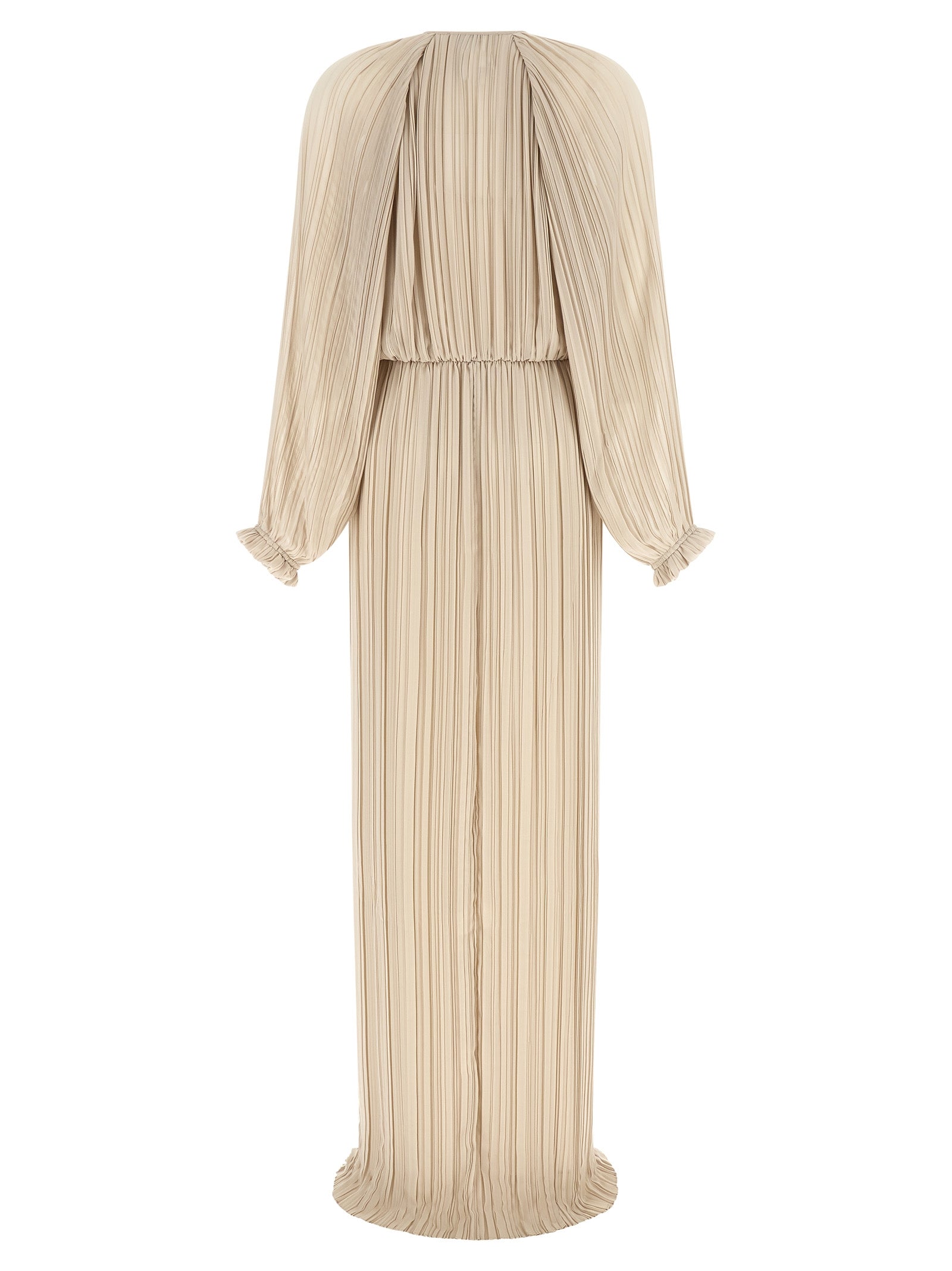 Beige Polyester Long Dress