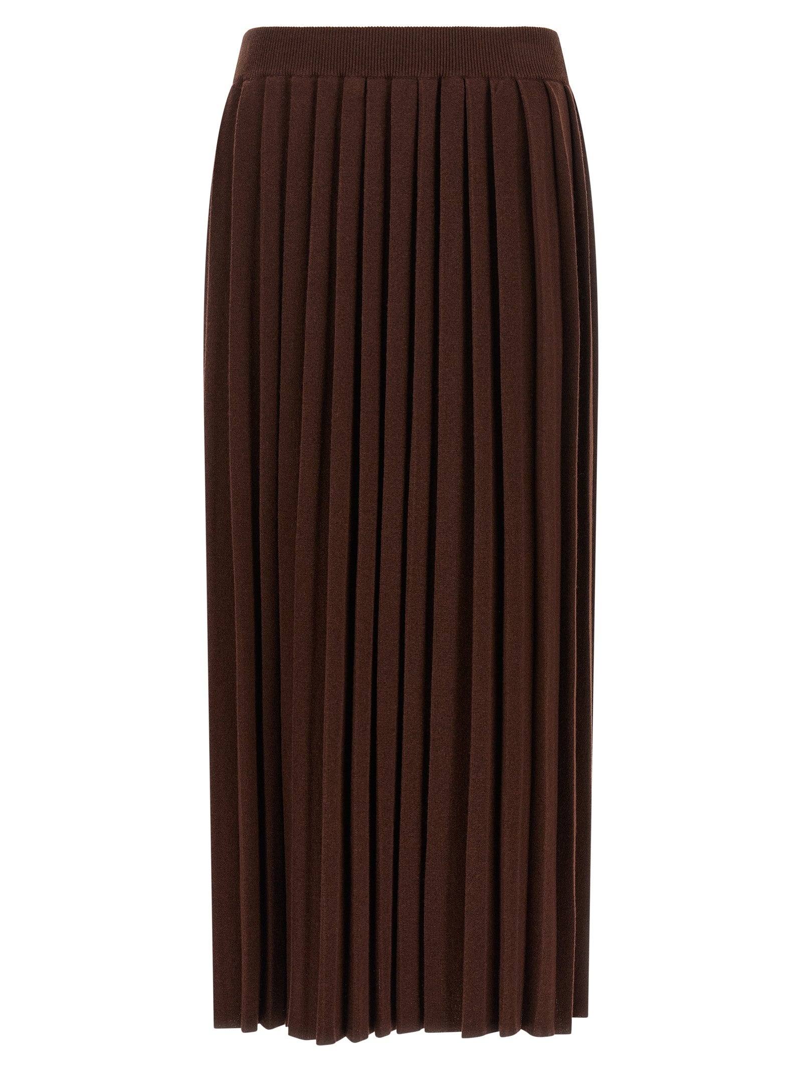 Brown Virgin Wool Midi Skirt
