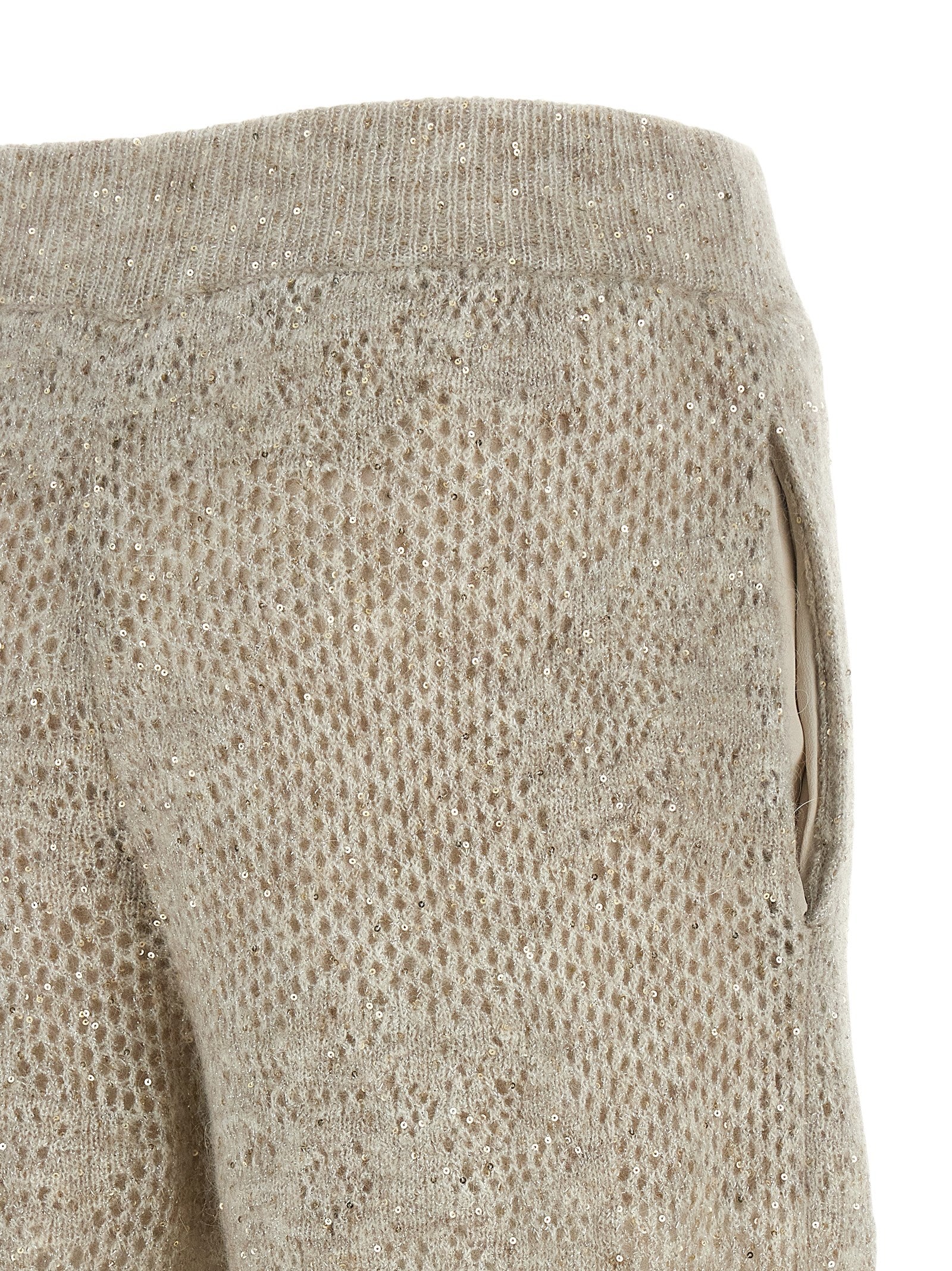 Beige Nylon Casual Pants