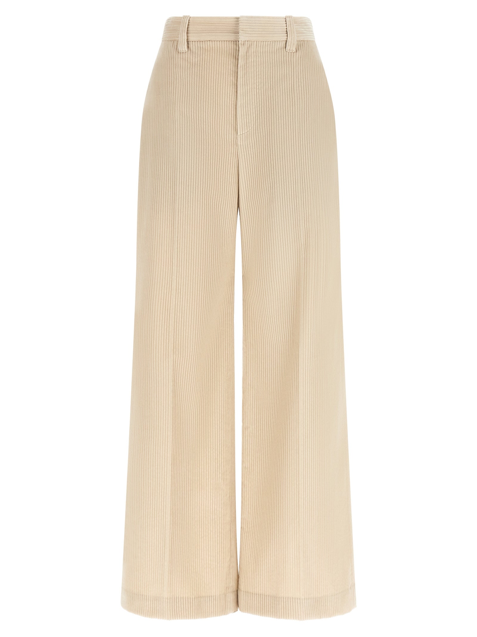 Beige Cotton Casual Pants