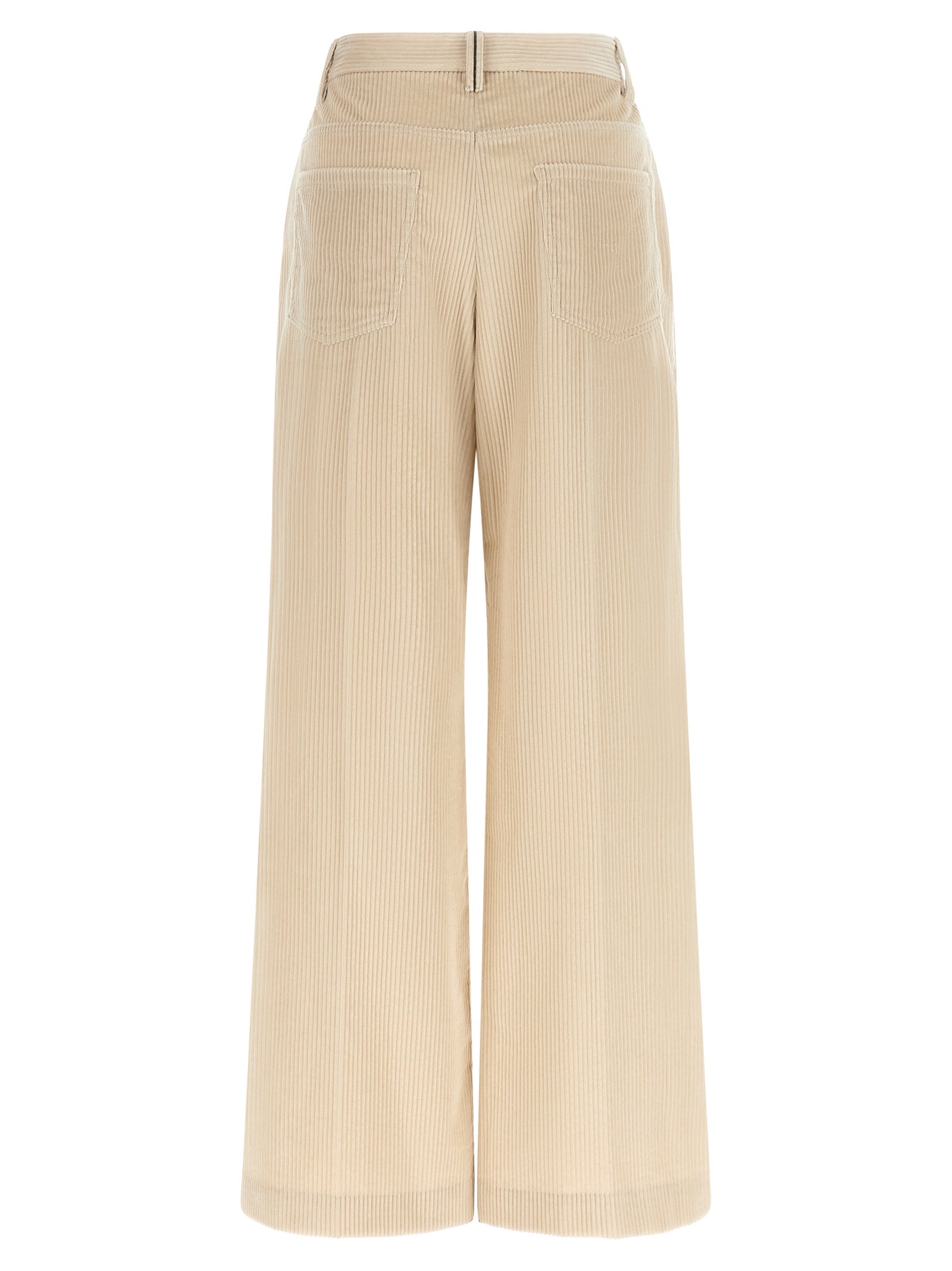 Beige Cotton Casual Pants