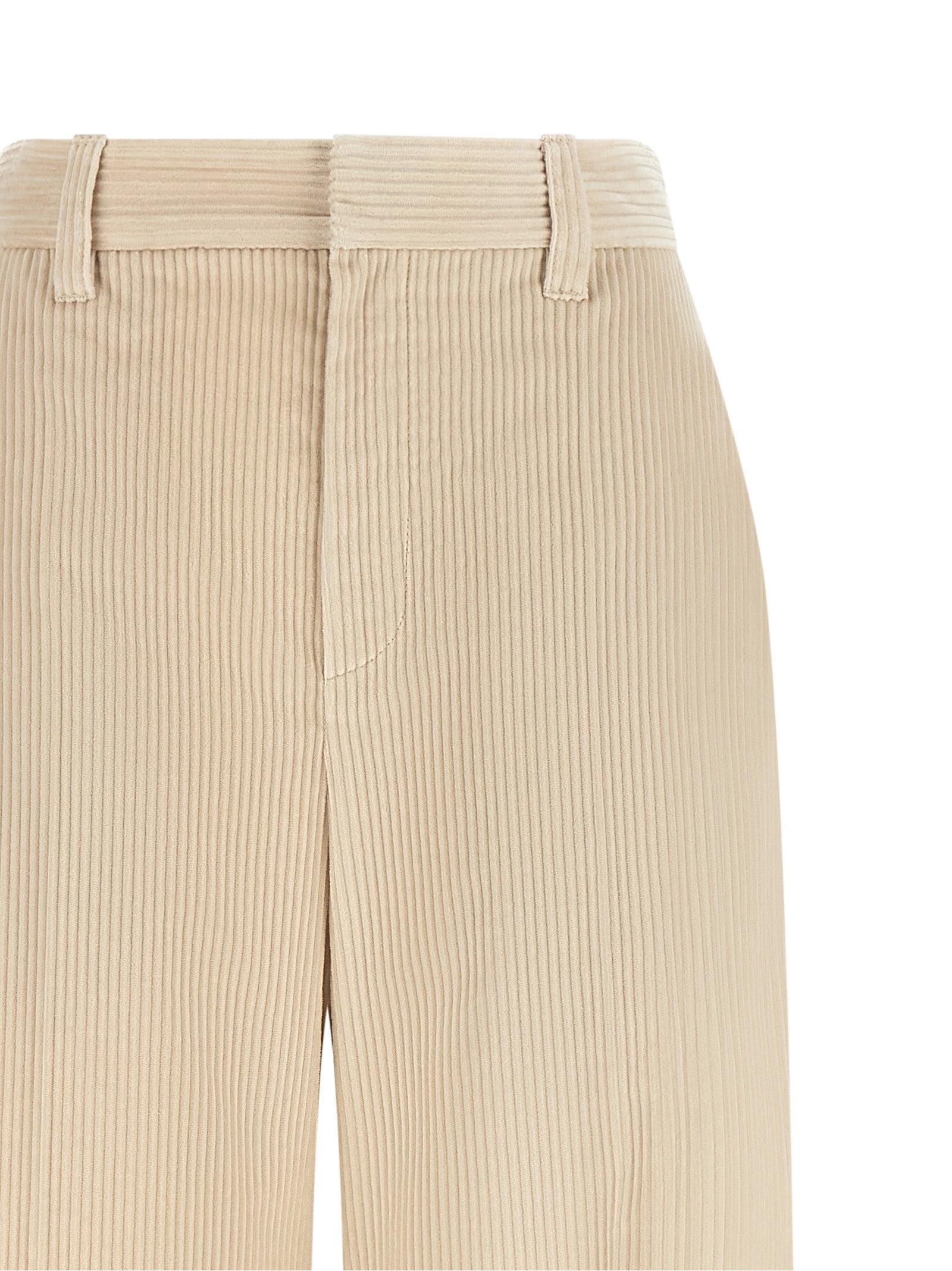 Beige Cotton Casual Pants