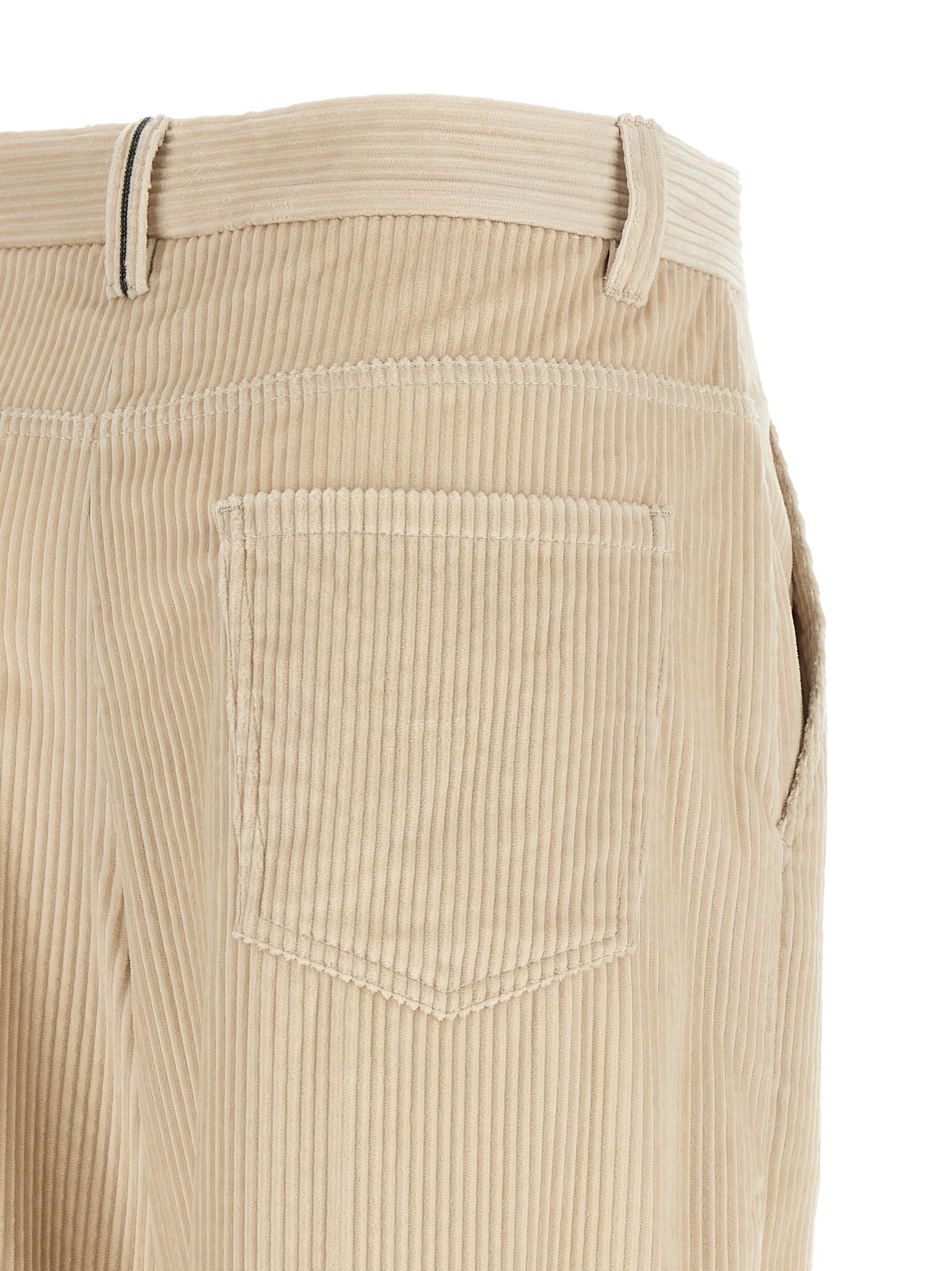 Beige Cotton Casual Pants