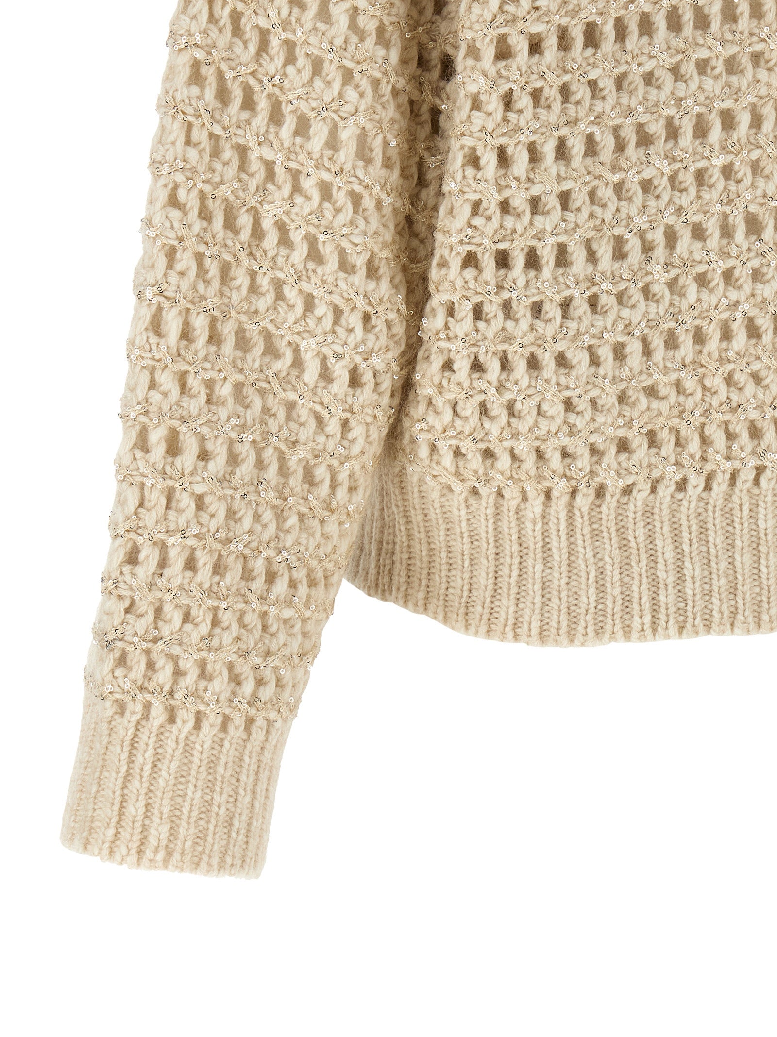Beige Elastane Cardigan