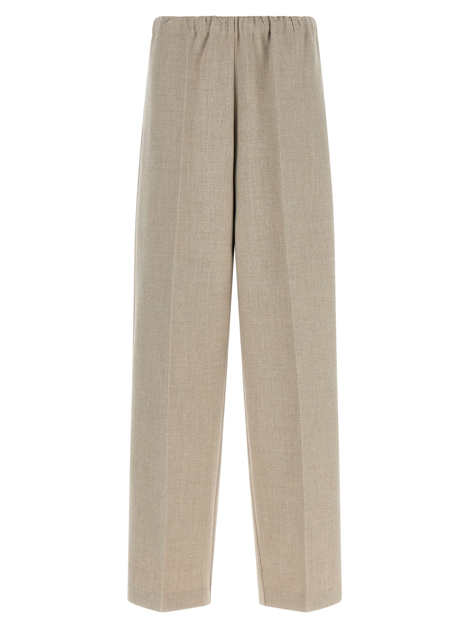 Beige Polyester Casual Pants