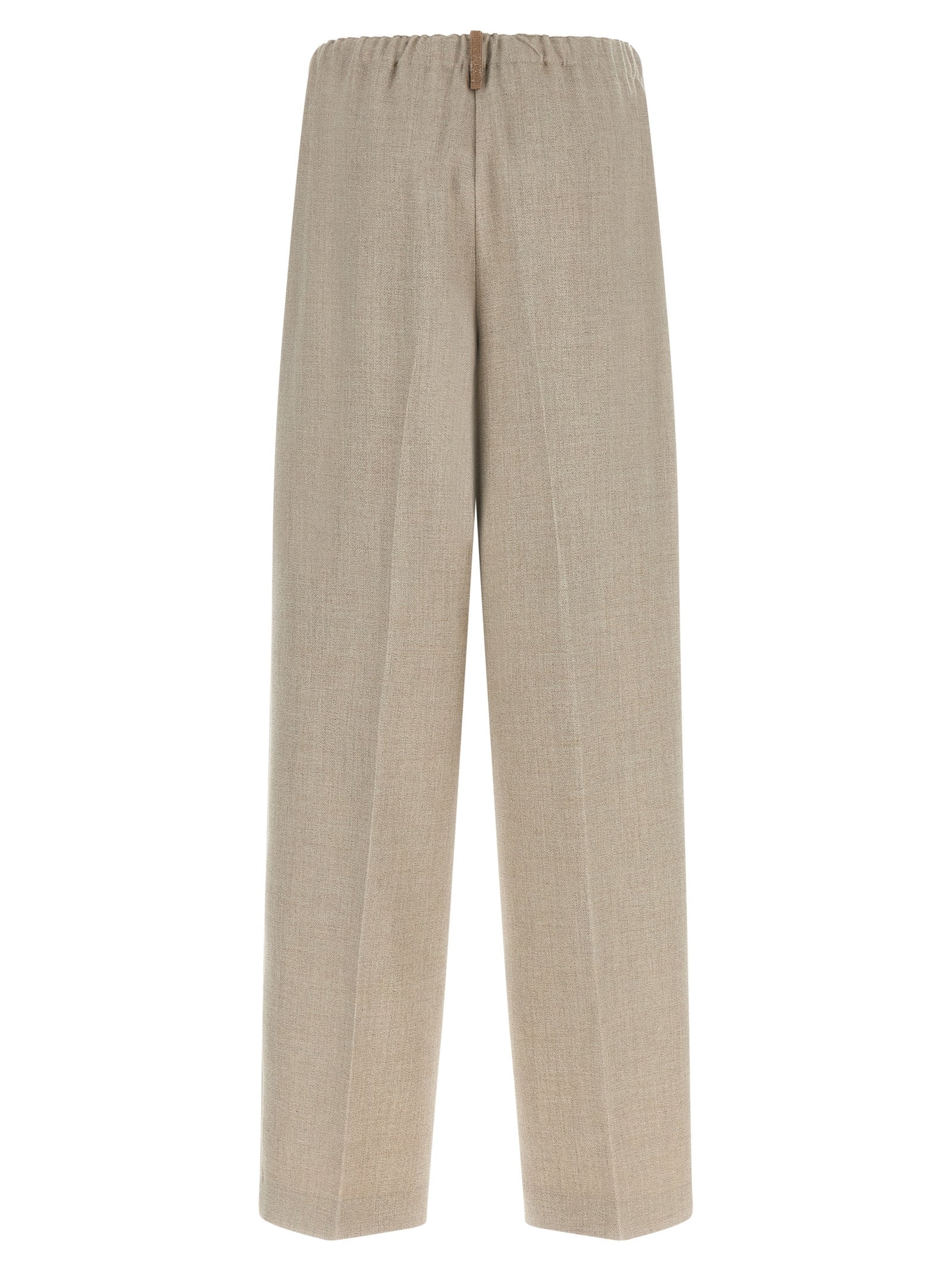 Beige Polyester Casual Pants