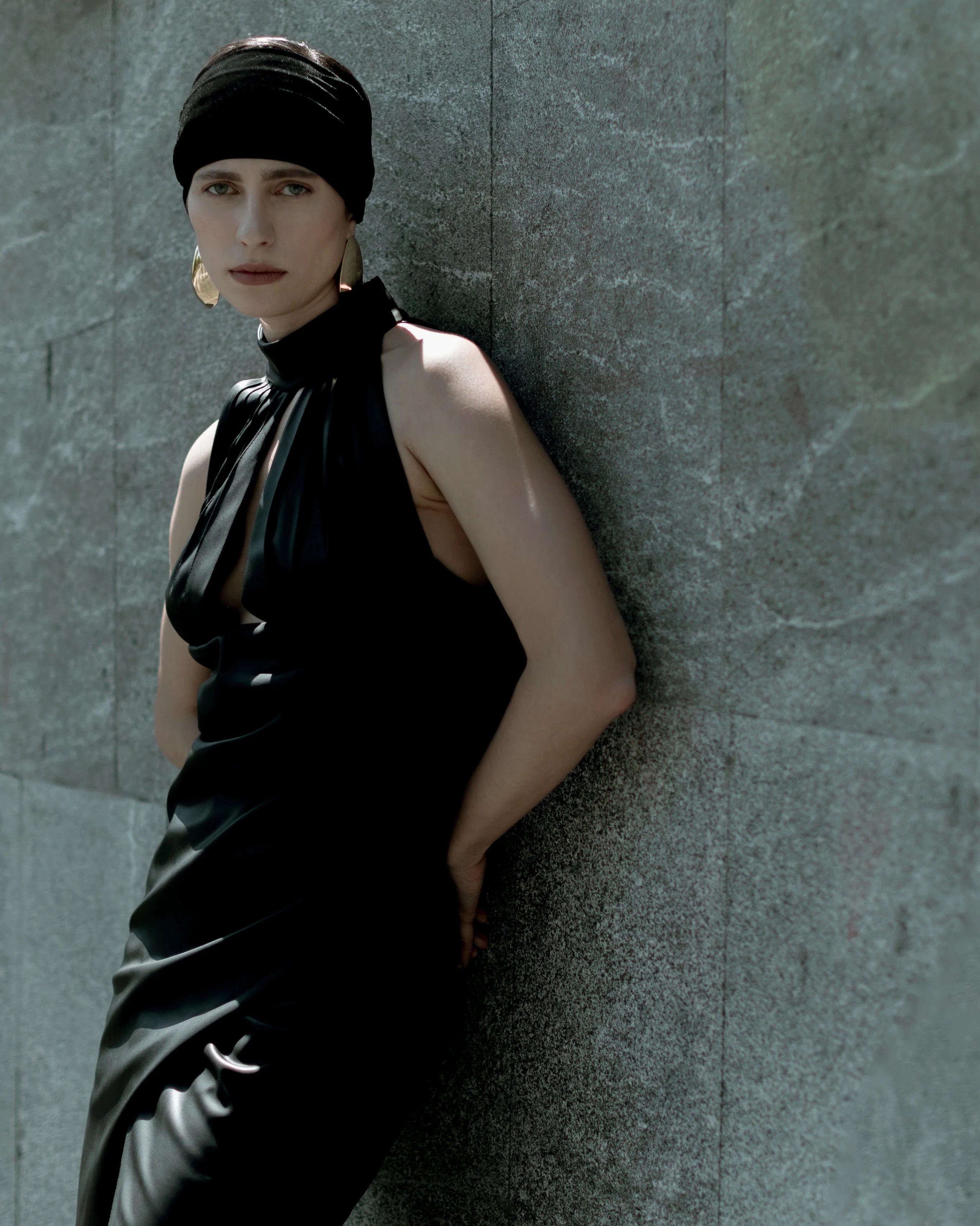 Black Faux Leather Halter Maxi Dress
