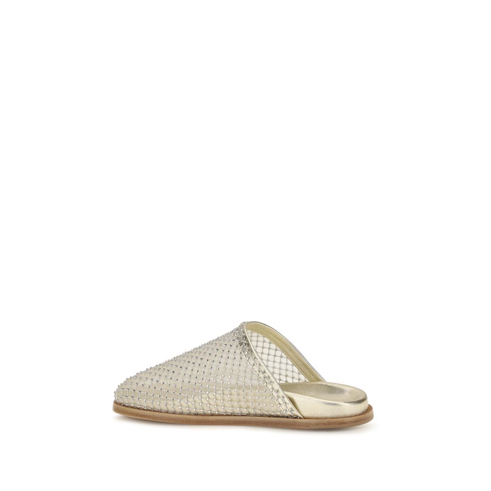 Silver Fabric Mules