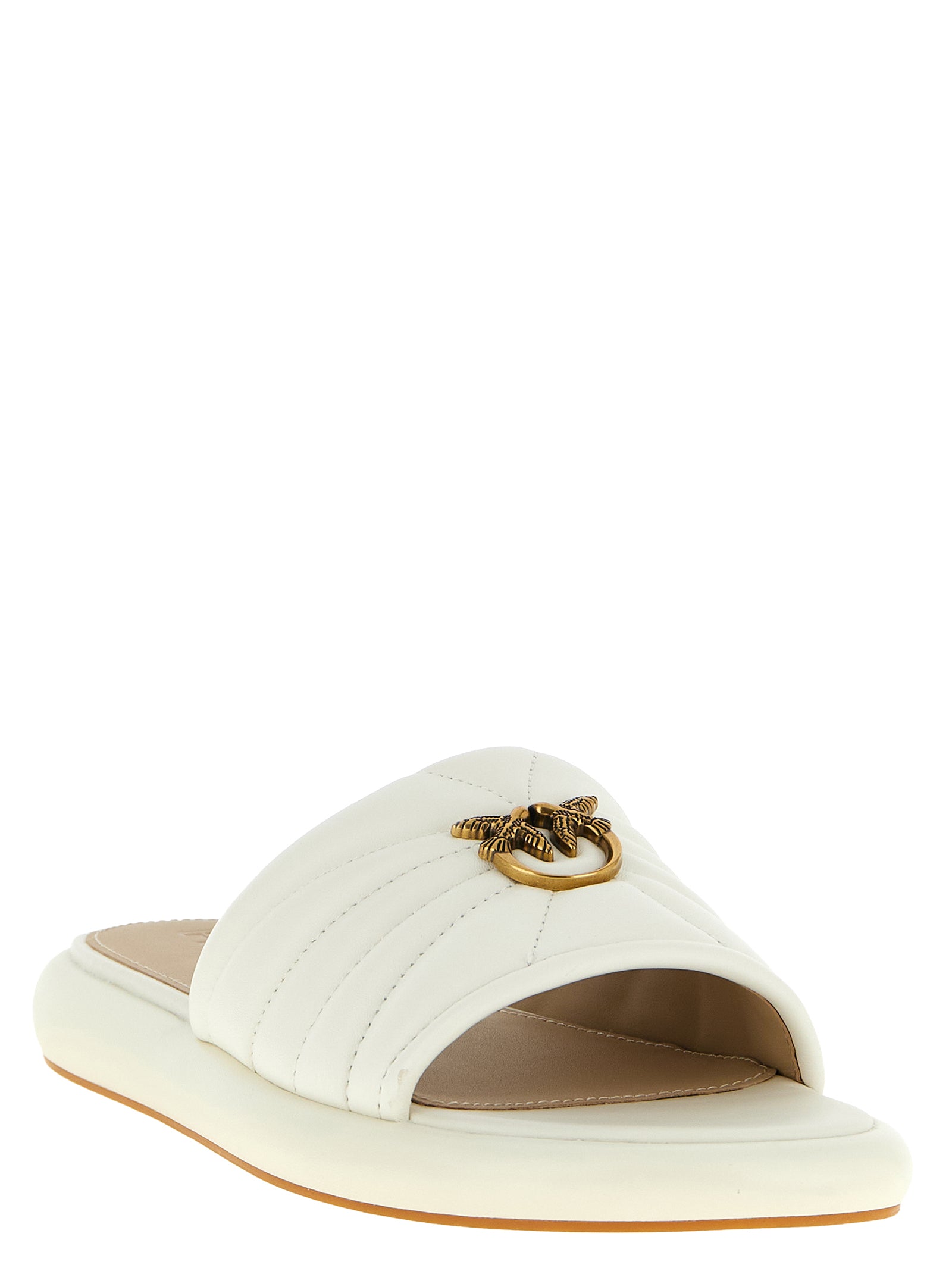 White Lambskin Slides