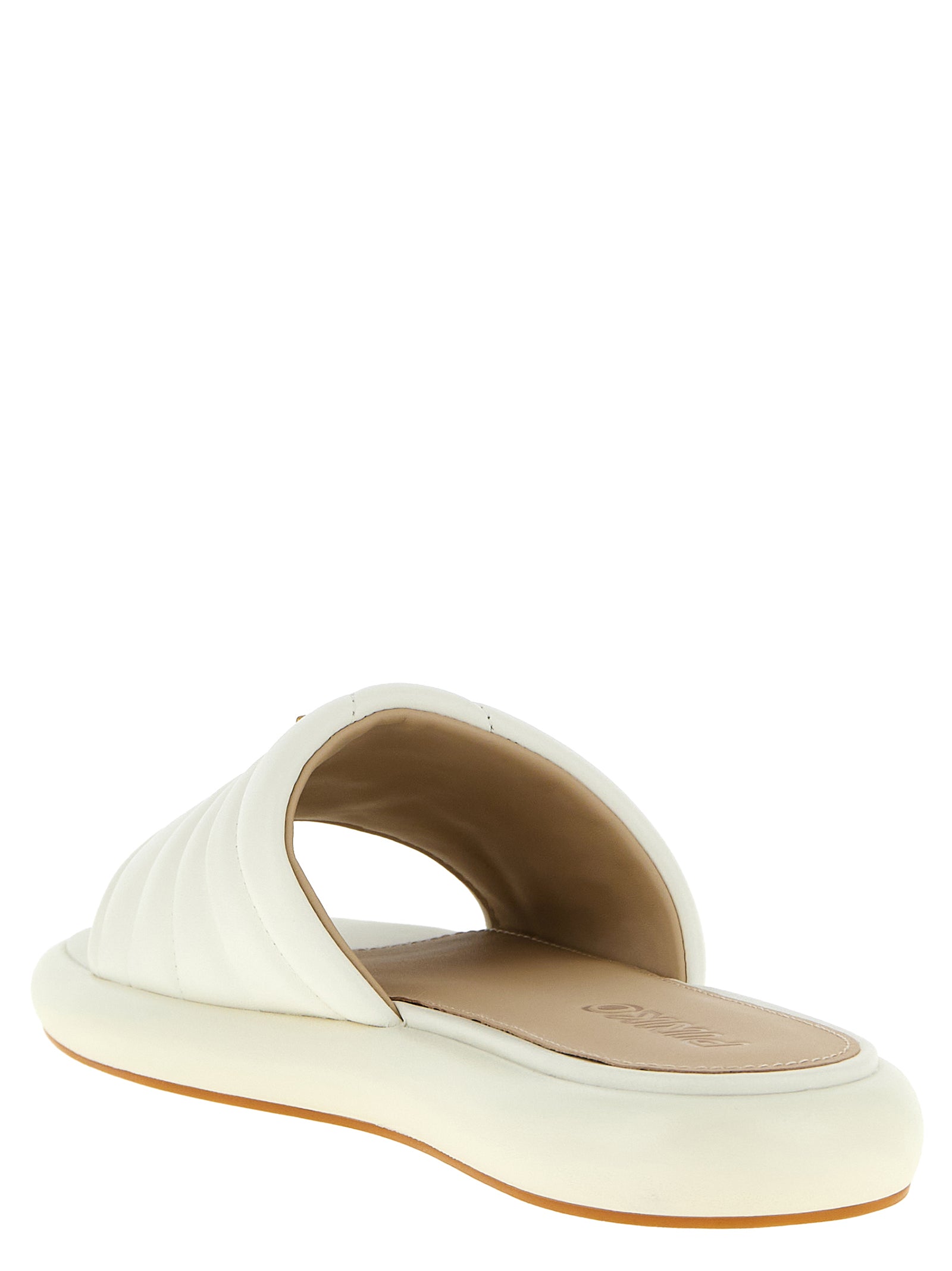 White Lambskin Slides