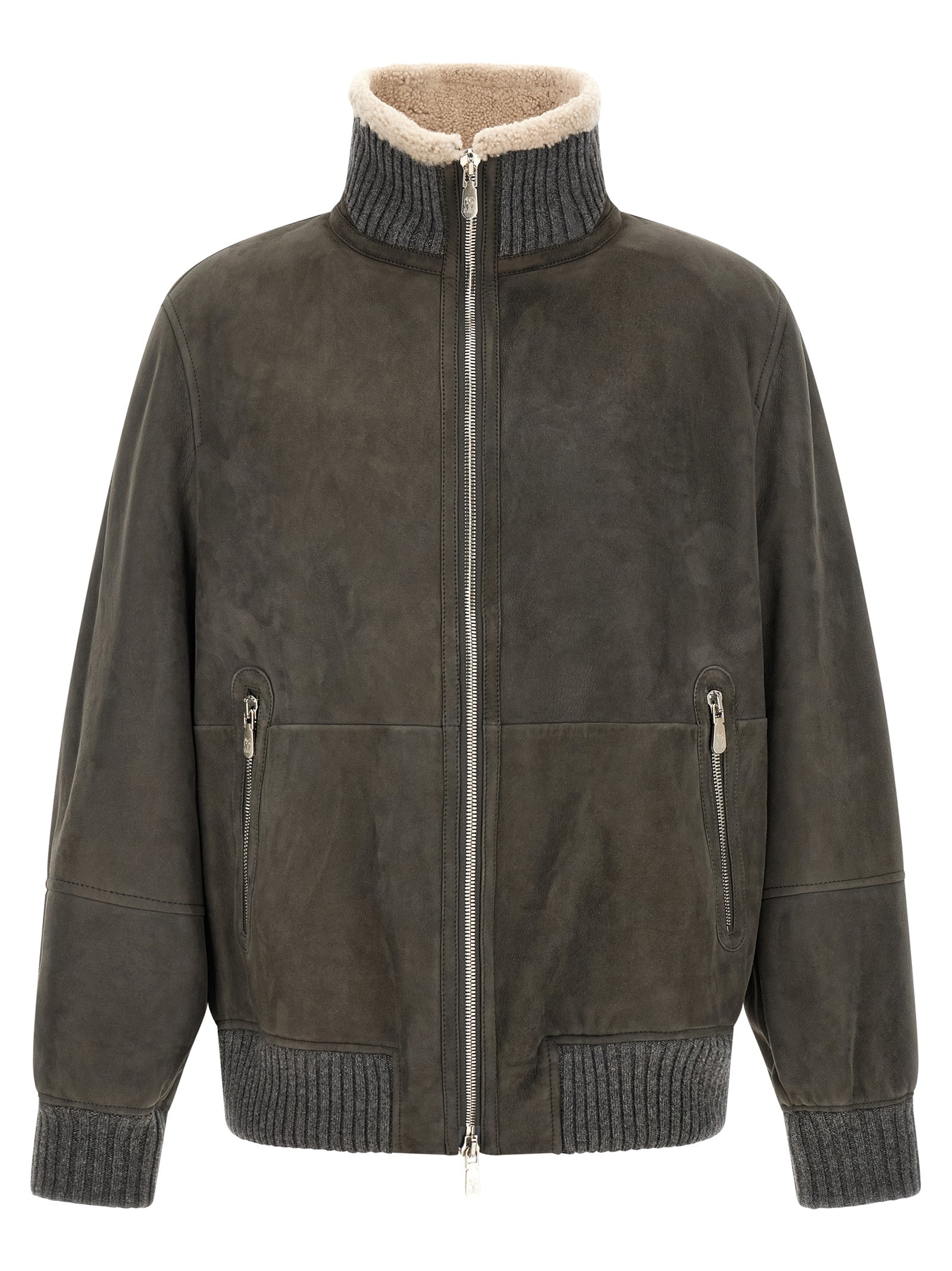 Gray Lamb Leather Leather Jacket