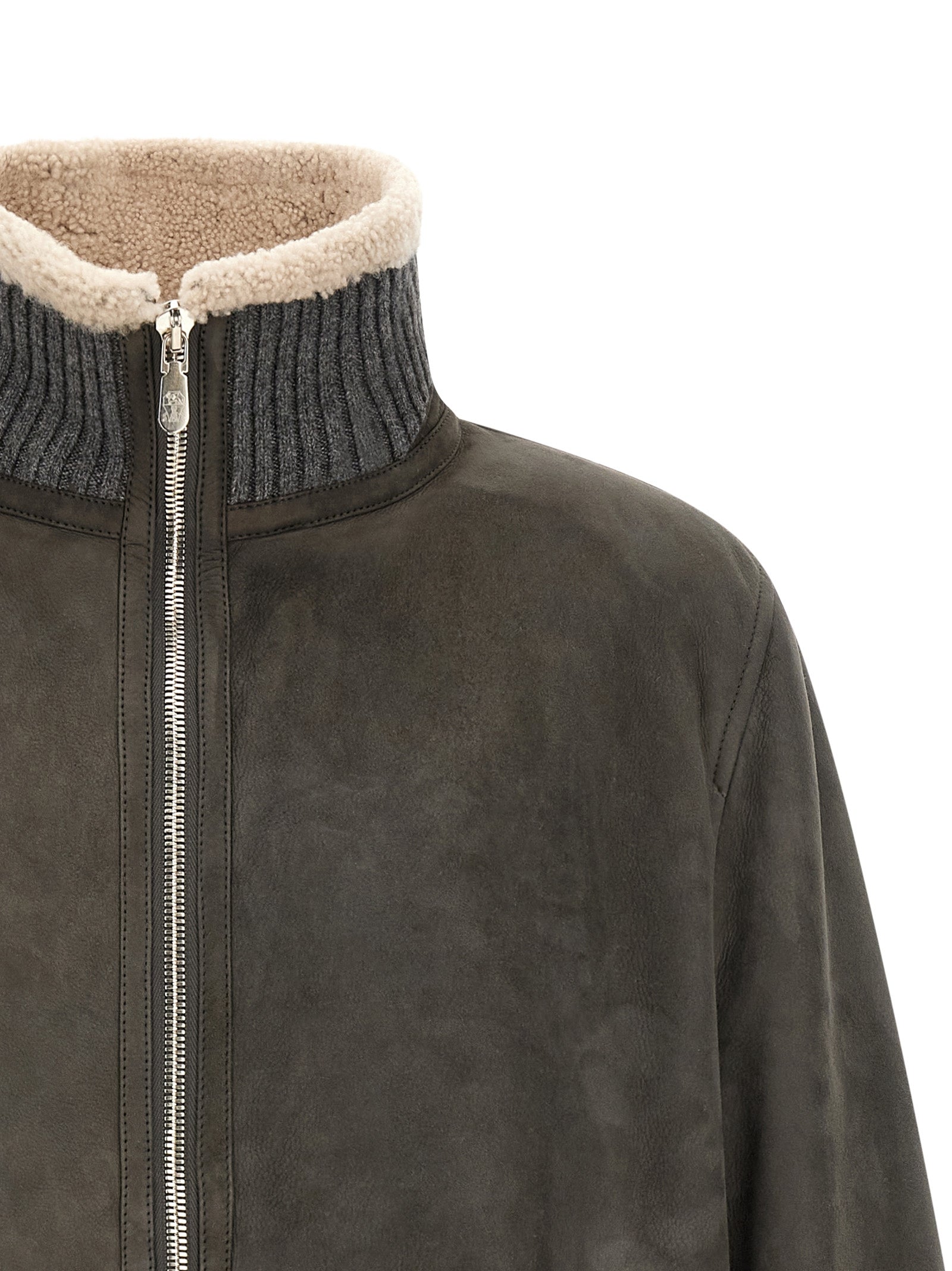 Gray Lamb Leather Leather Jacket