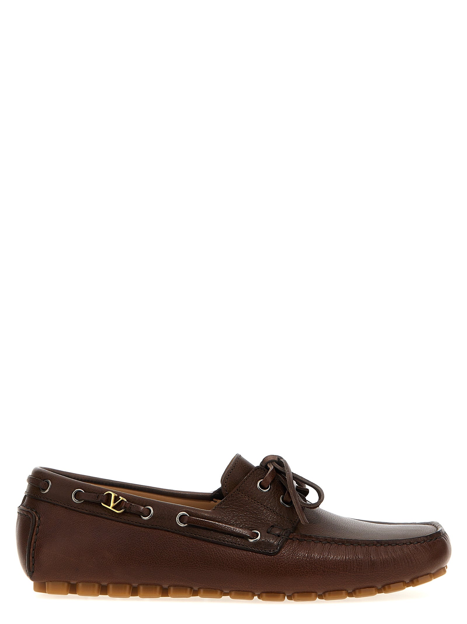 Brown Buffalo Leather Slip-On Loafers