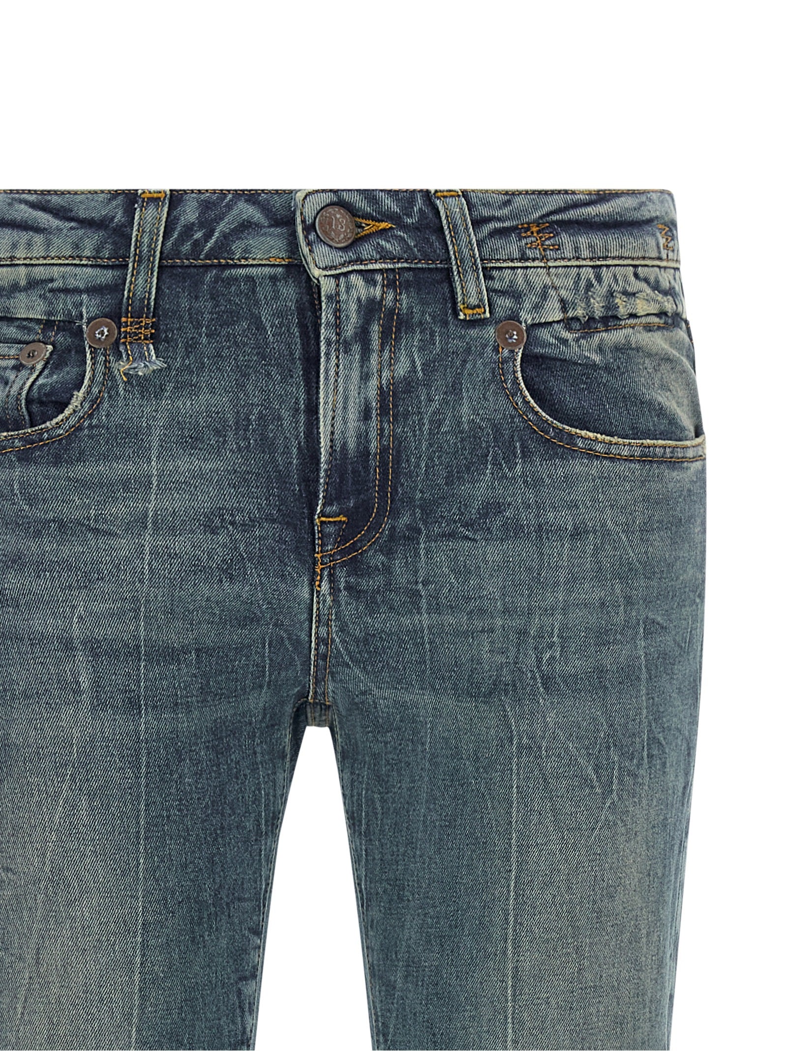 Blue Cotton Flared Jeans