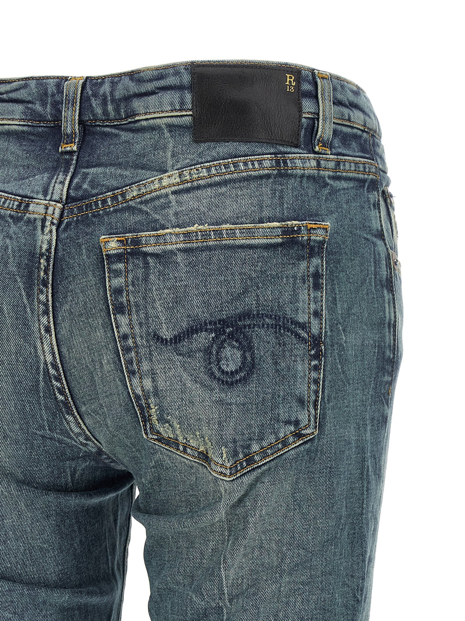 Blue Cotton Flared Jeans