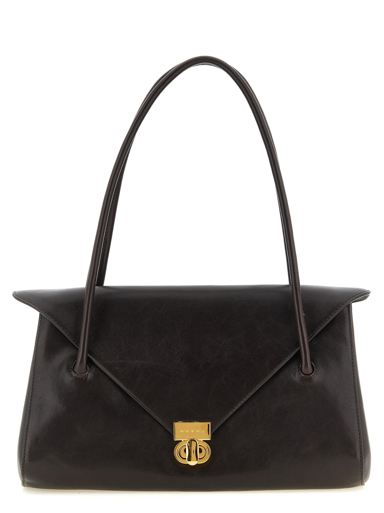 Brown Calfskin Shoulder Bag