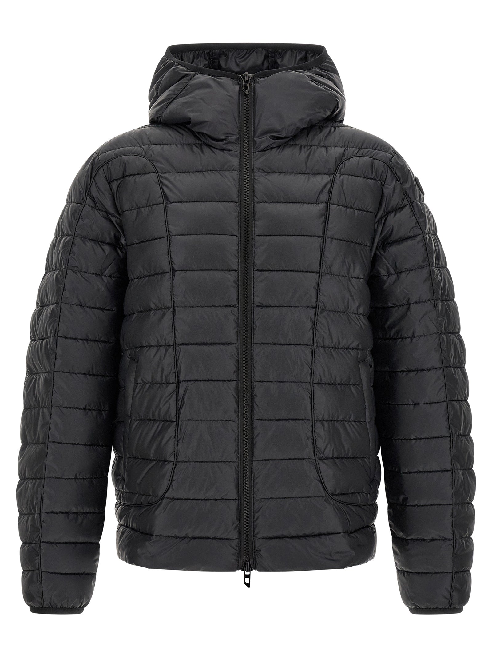Black Polyester Full-Length Jacket