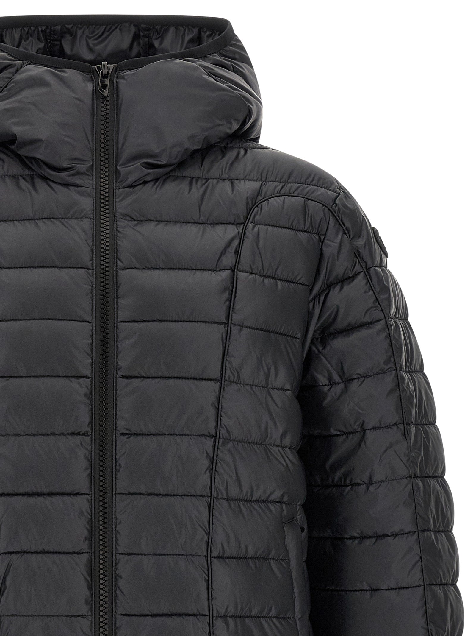 Black Polyester Full-Length Jacket