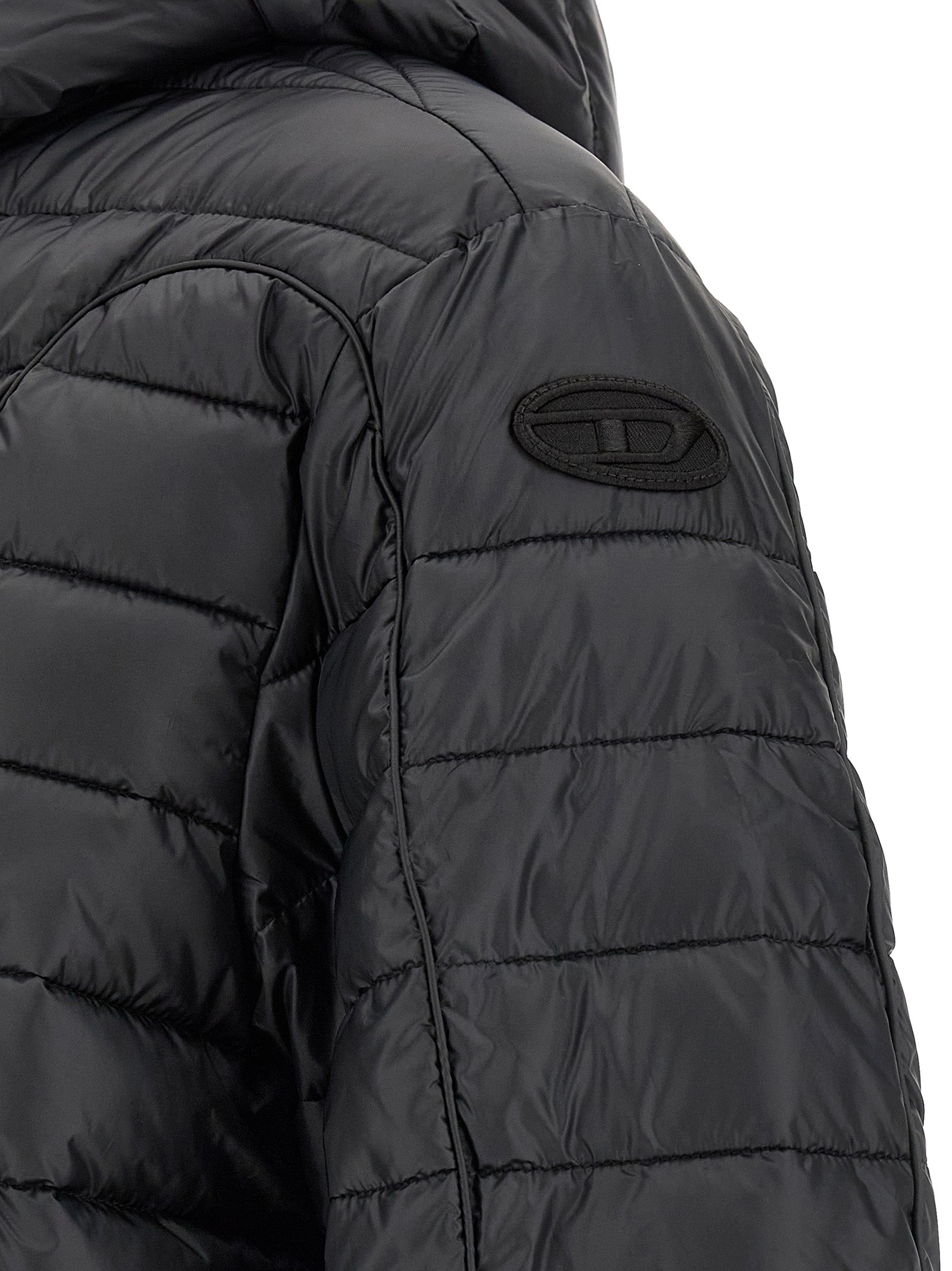 Black Polyester Full-Length Jacket