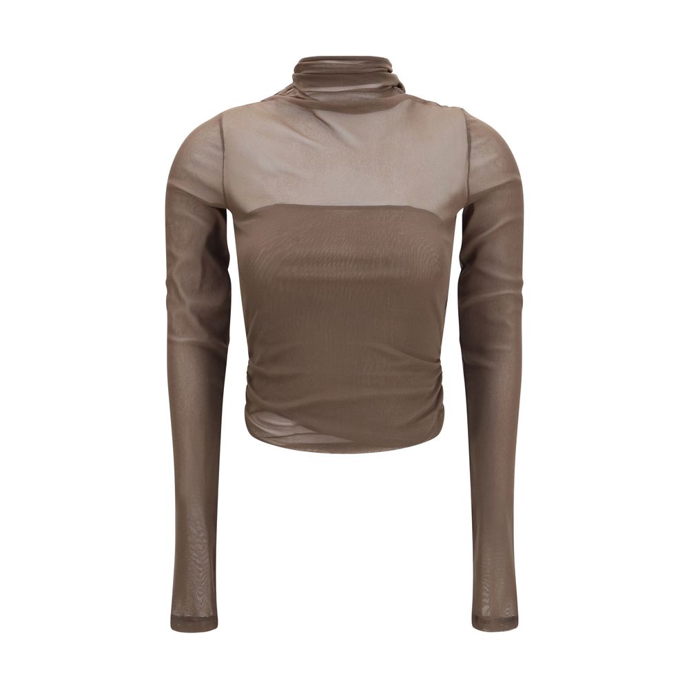 Brown Polyamide Pattern Shirt