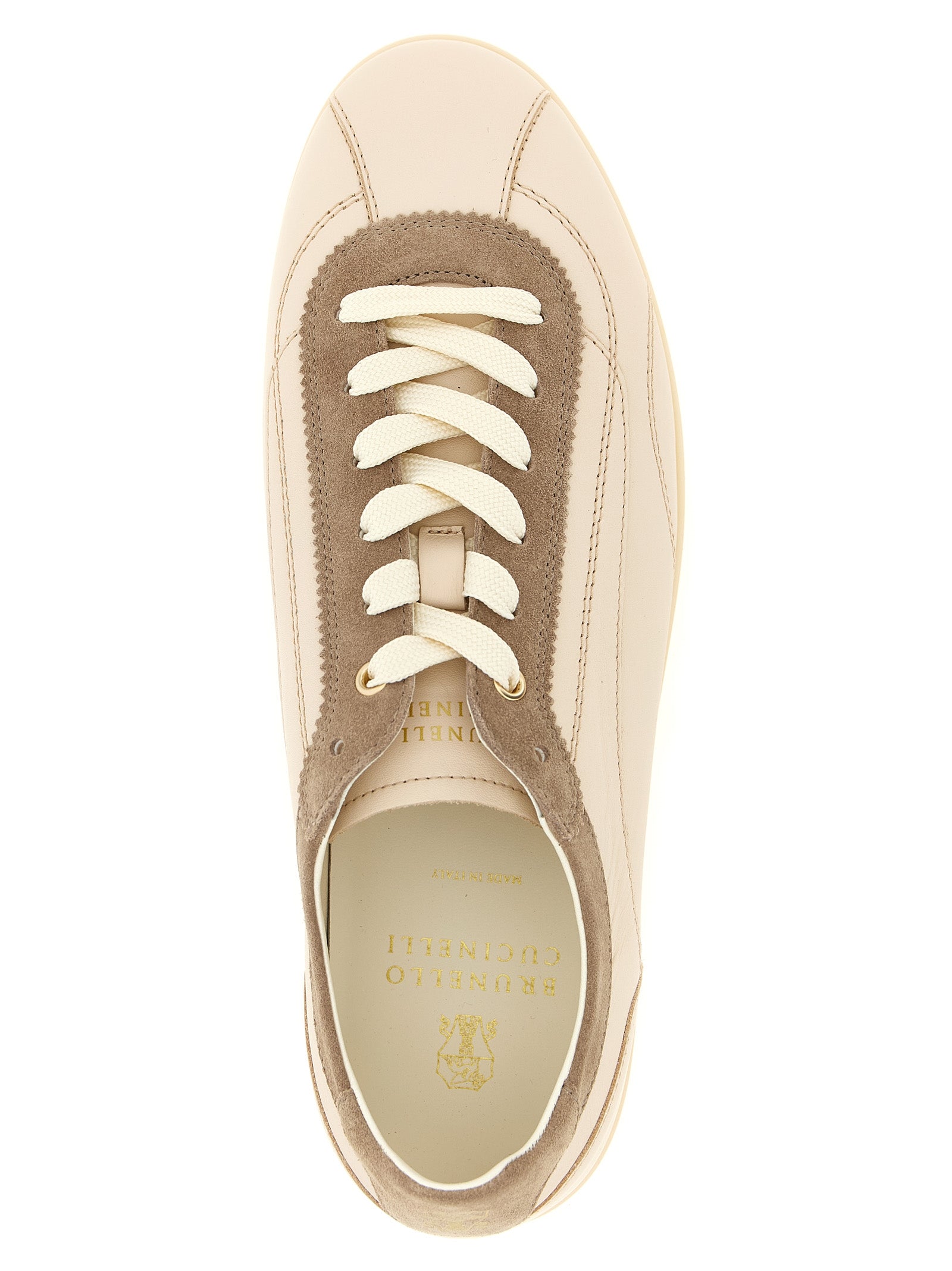 Beige Calfskin Low Top Sneakers