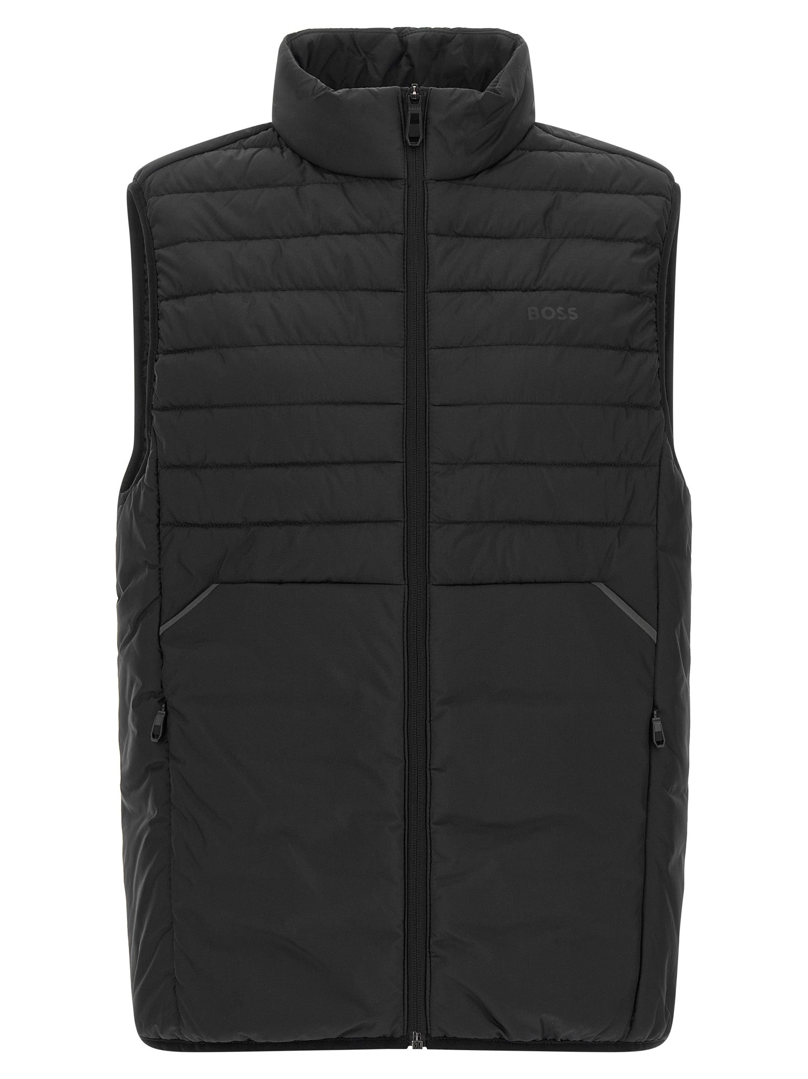 Black Polyester Sleeveless Jacket
