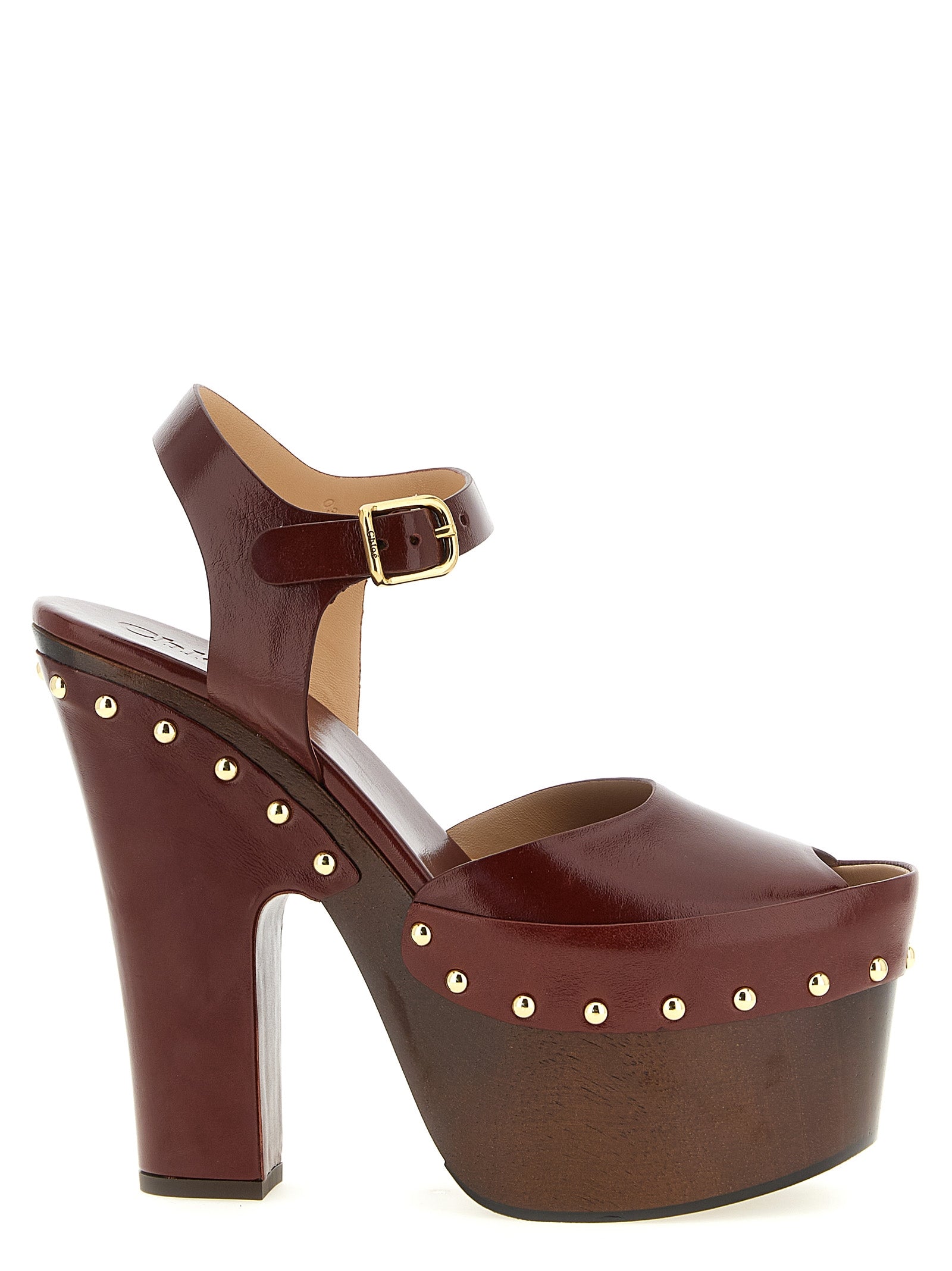 Bordeaux Lamb Leather Stiletto Heel Sandals