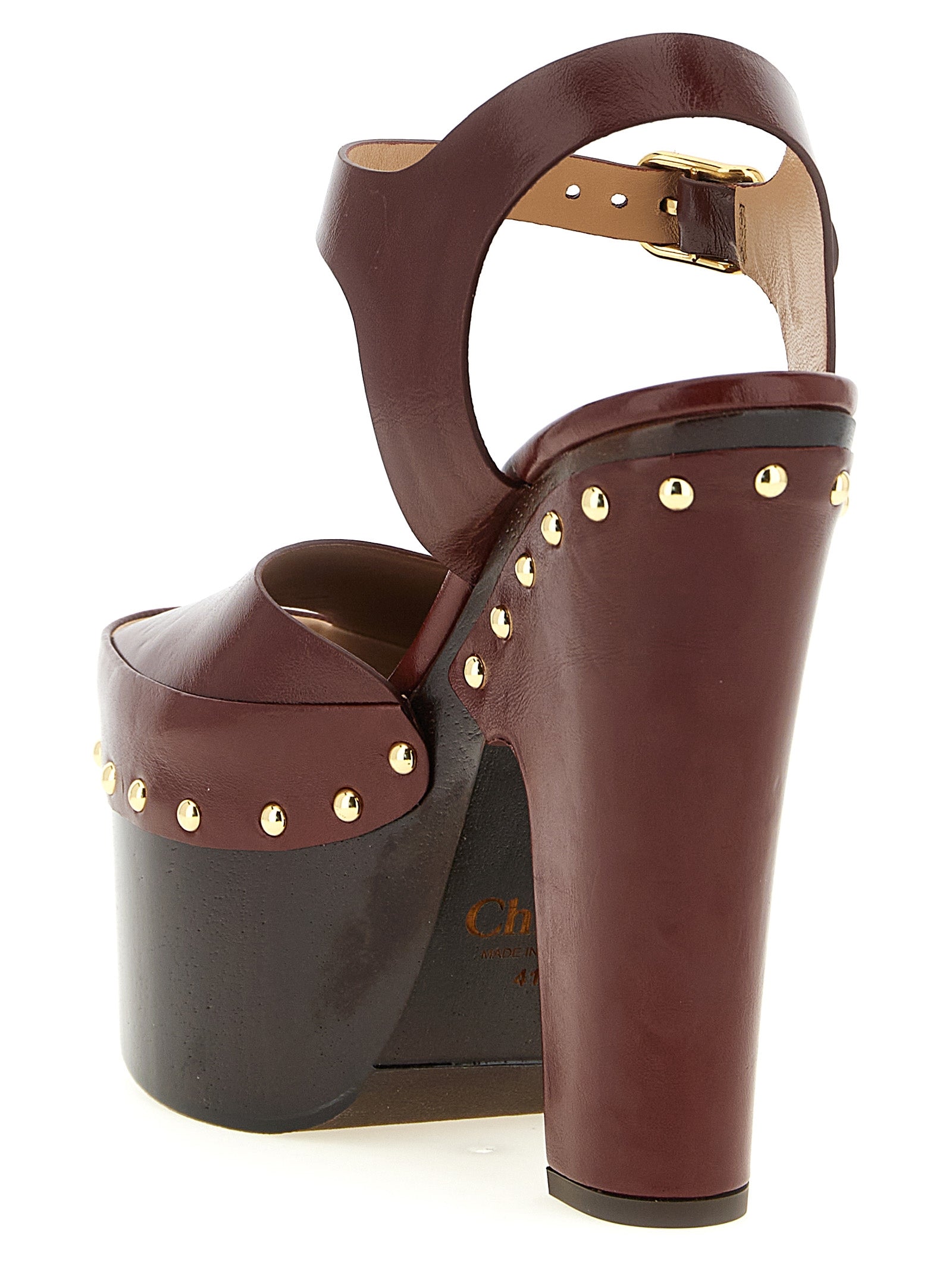 Bordeaux Lamb Leather Stiletto Heel Sandals