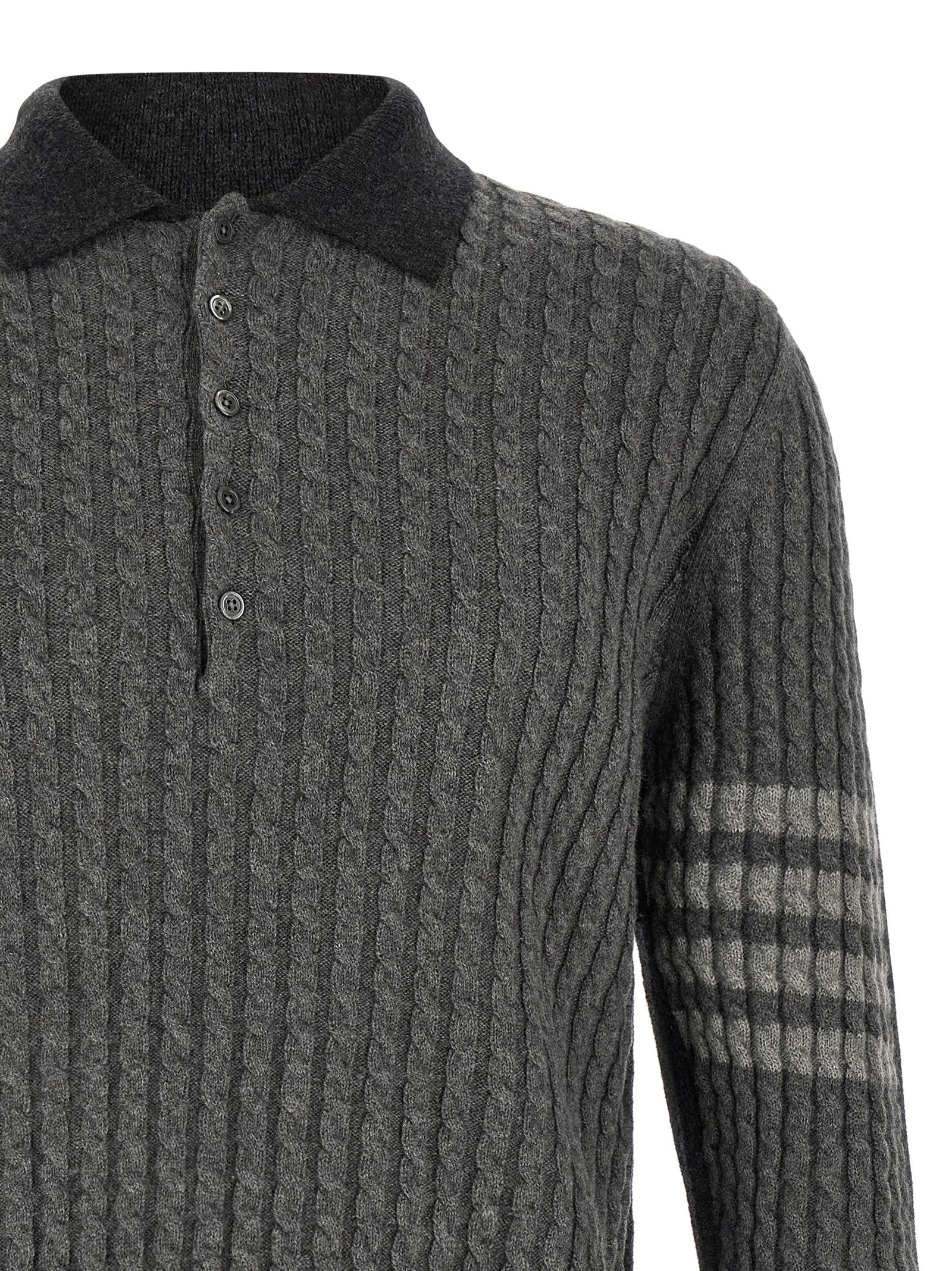 Gray Virgin Wool Polo Shirt