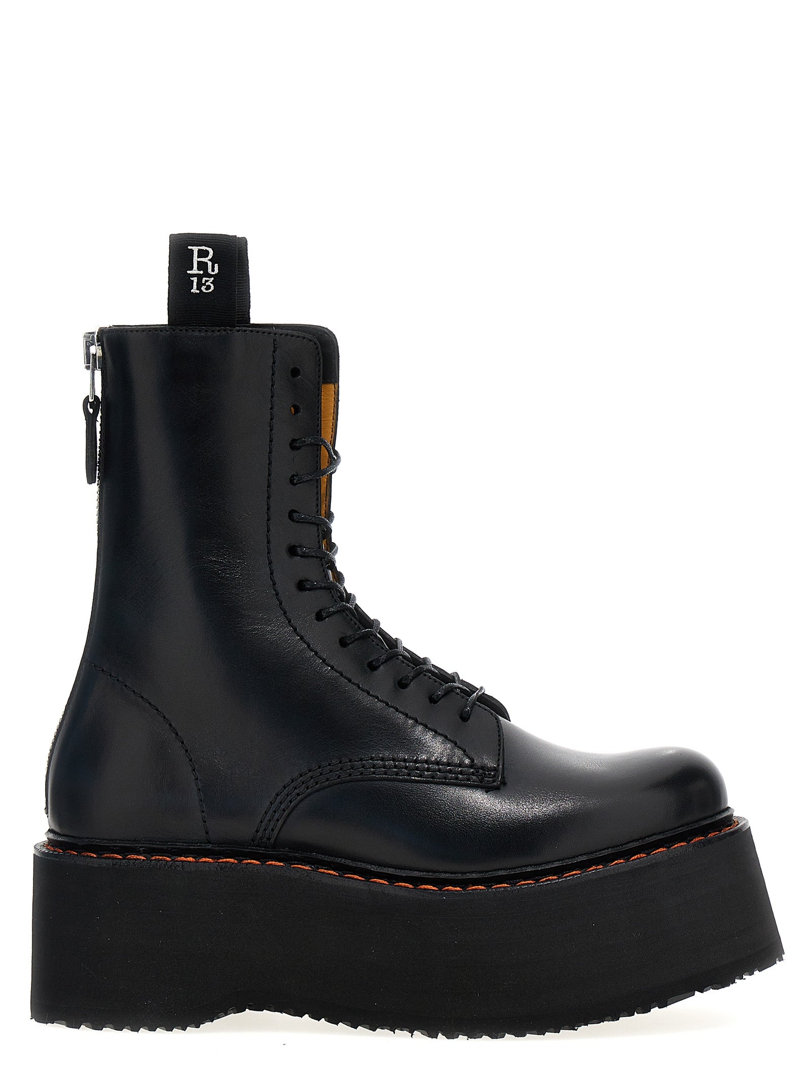 Black Cowhide Lace-Up Boots