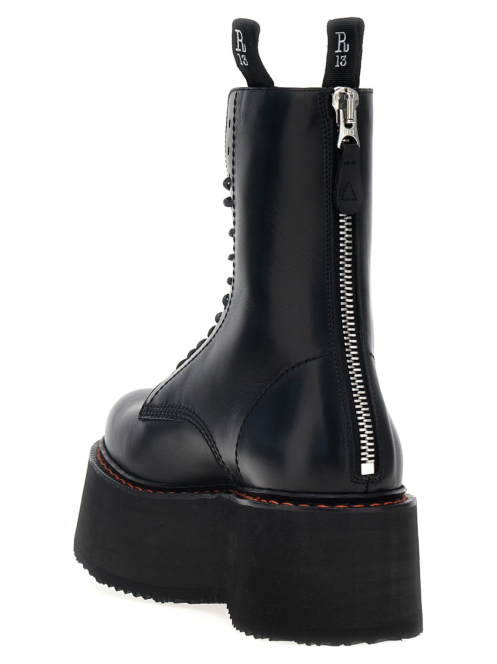 Black Cowhide Lace-Up Boots