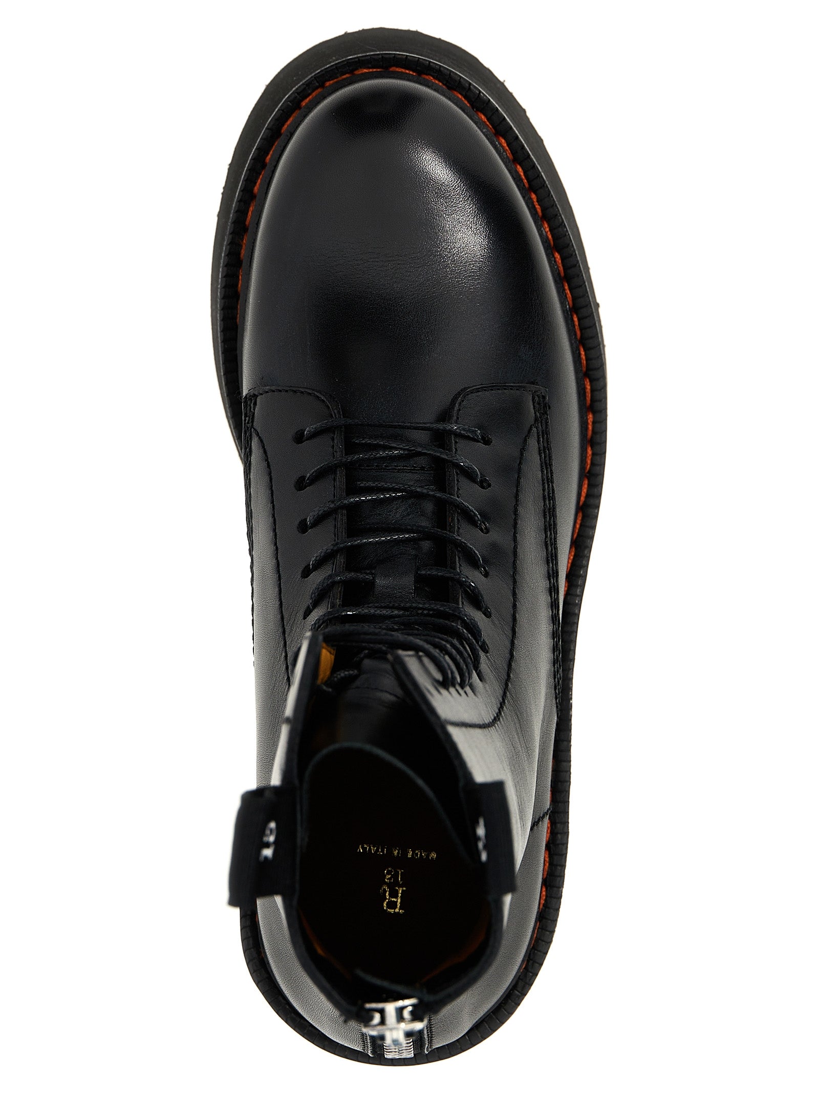Black Cowhide Lace-Up Boots
