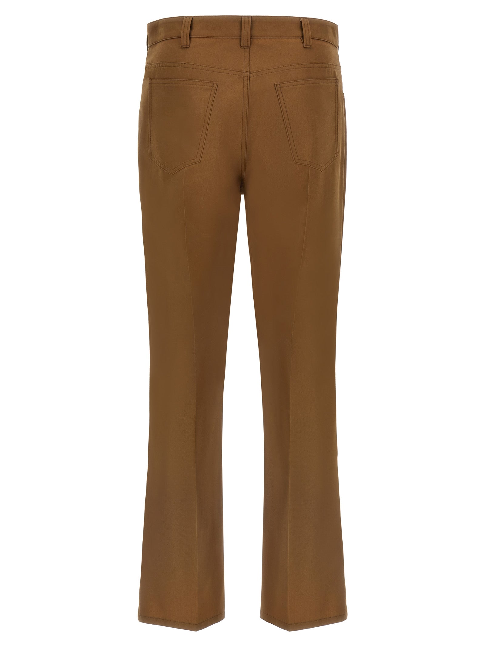 Brown Virgin Wool Casual Pants