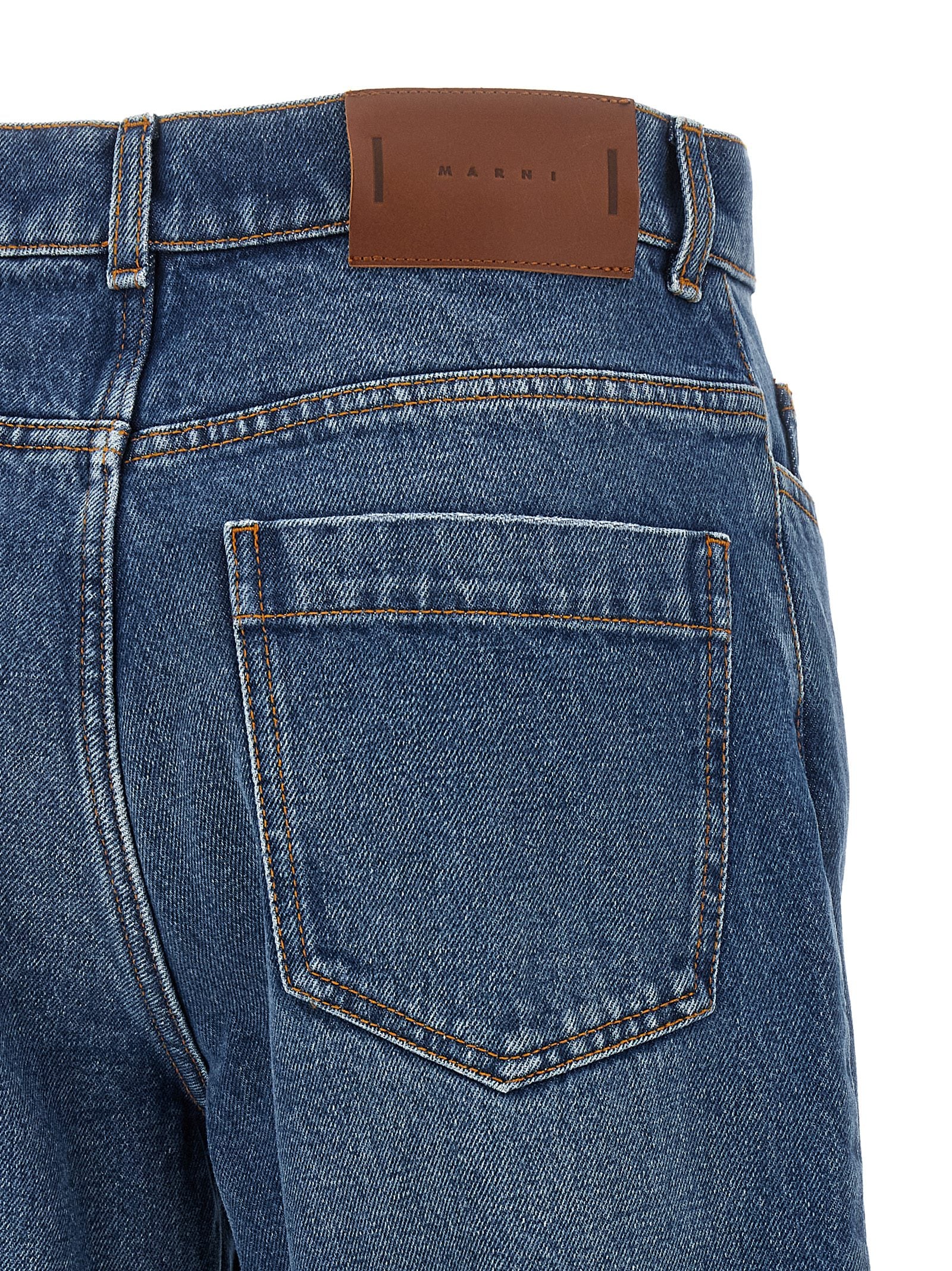 Blue Cotton Straight-Leg Jeans