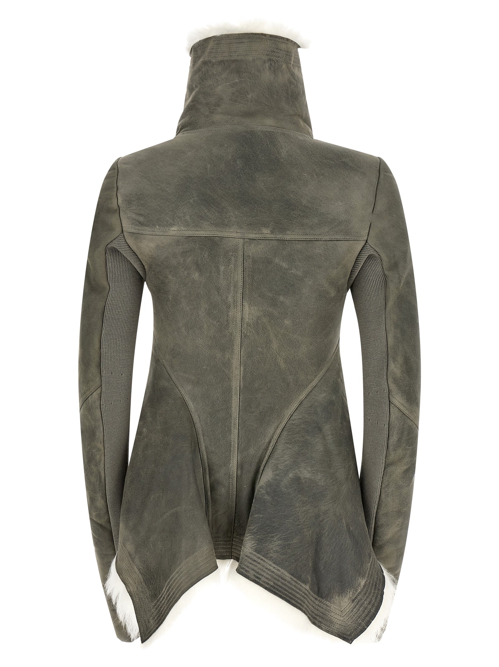 Gray Lamb Fur Leather Jacket