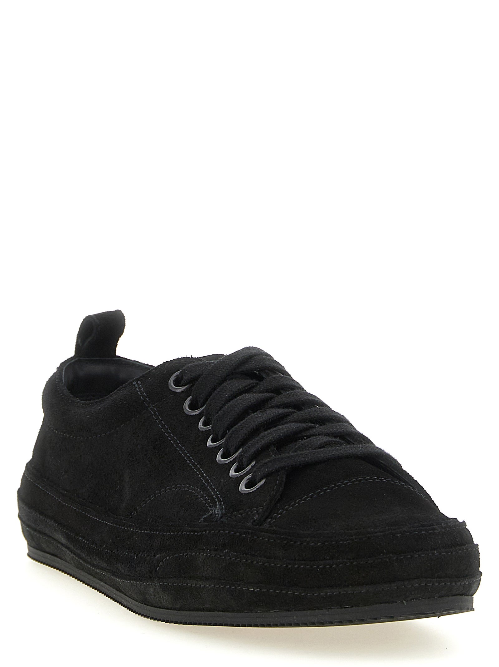 Black Leather Low Top Sneakers