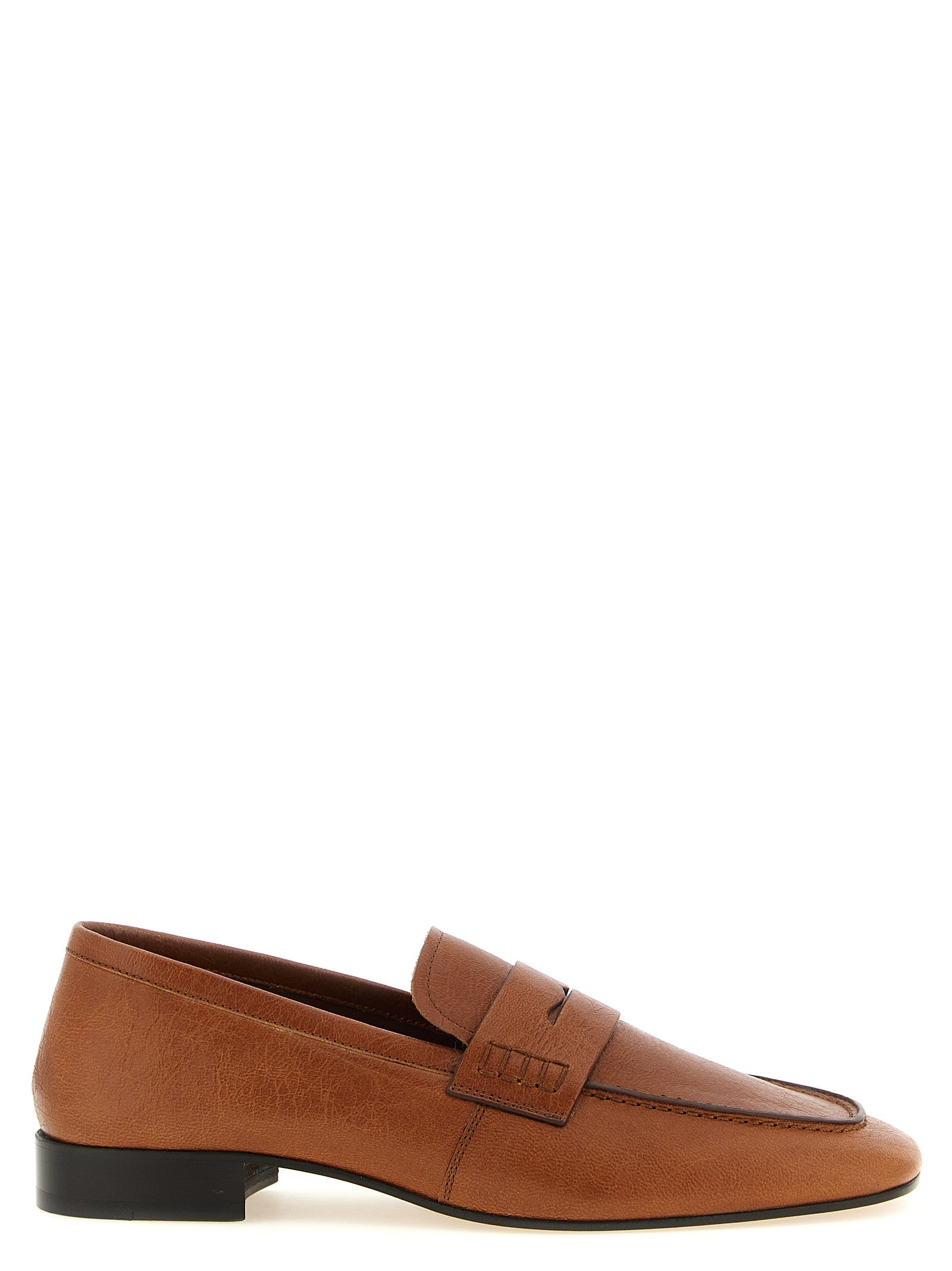 Brown Lamb Leather Slip-On Loafers